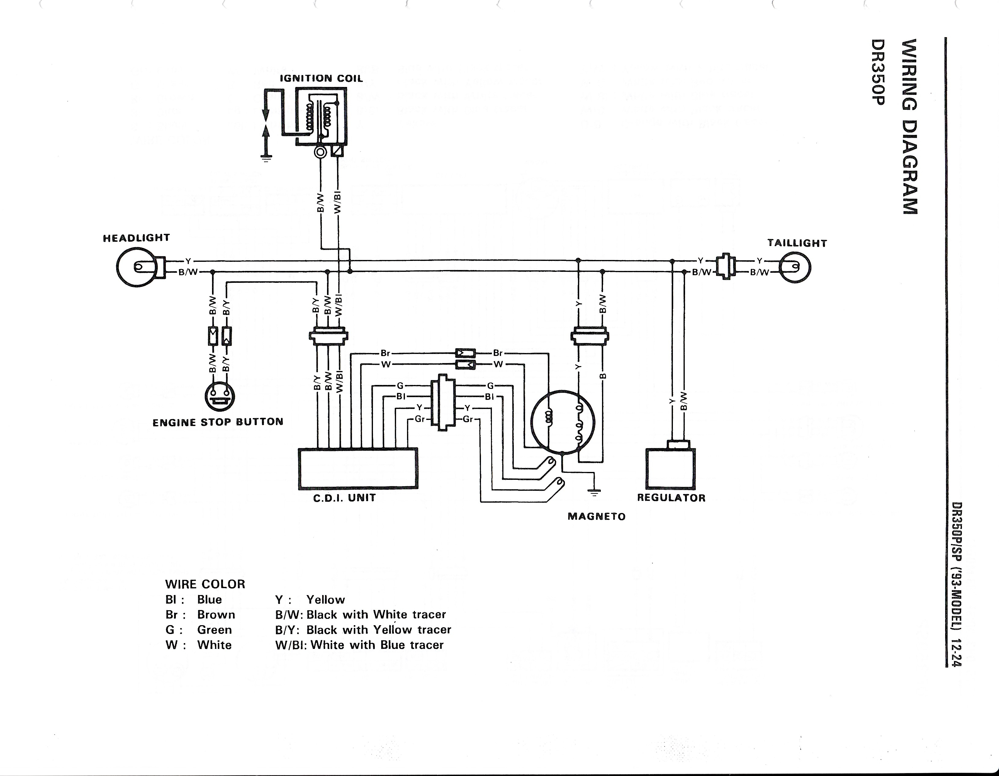 Wiring Diagram For The Dr350  1993 And Later Models