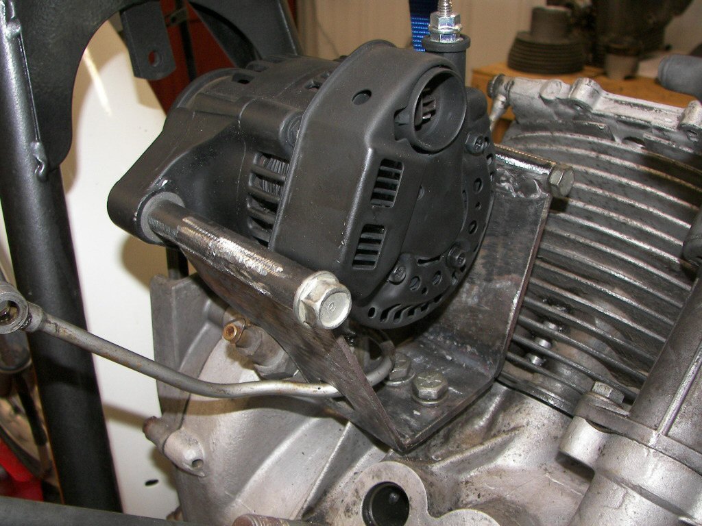 Kevin Hahn's (of Scrambler Cycle) alternator conversion. Applicable to Moto Guzzi V700, V7 Special, Ambassador, 850 GT, 850 GT California, Eldorado, and 850 California Police motorcycles.