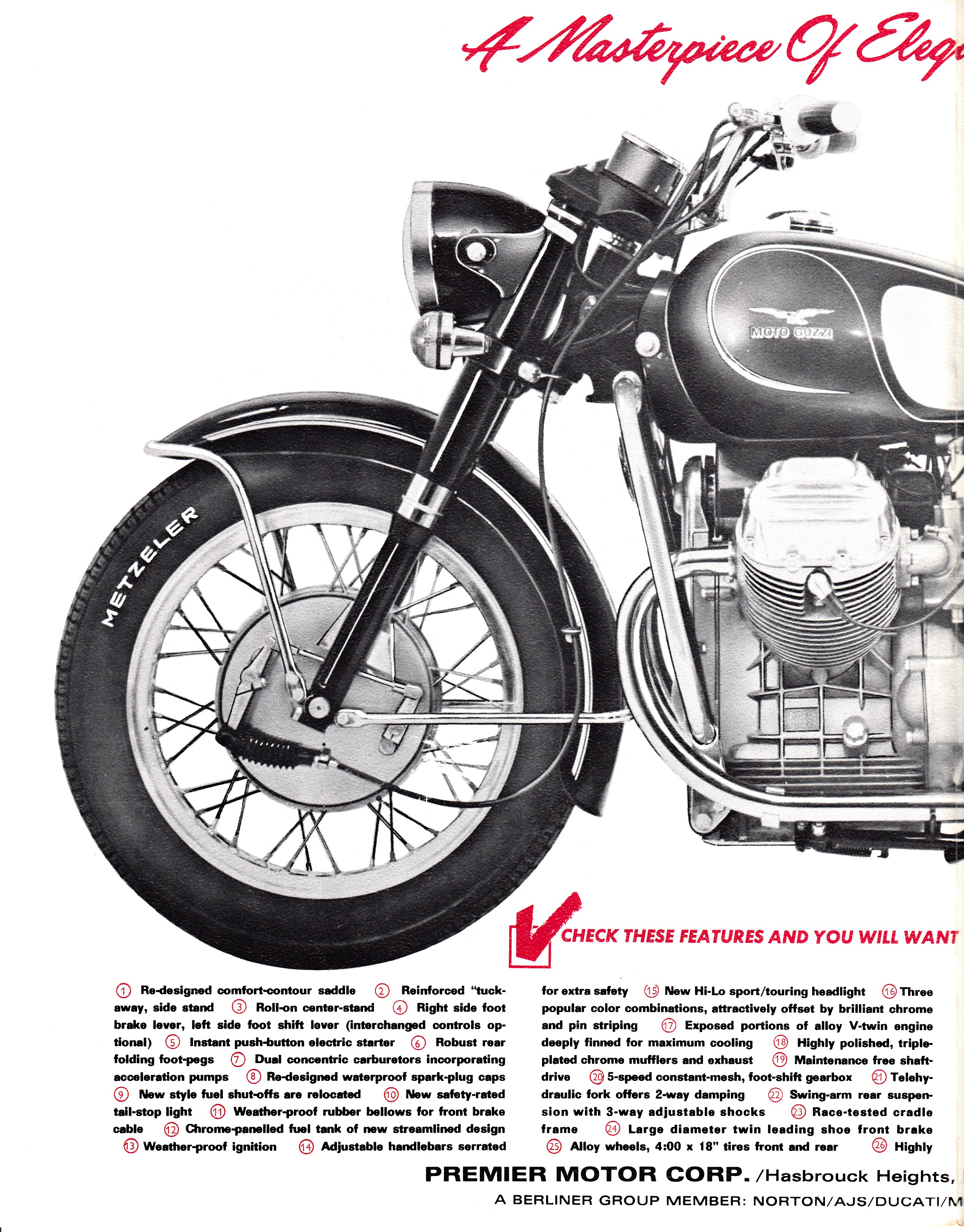 Moto Guzzi Eldorado Factory Brochure, Page 1 of 4.