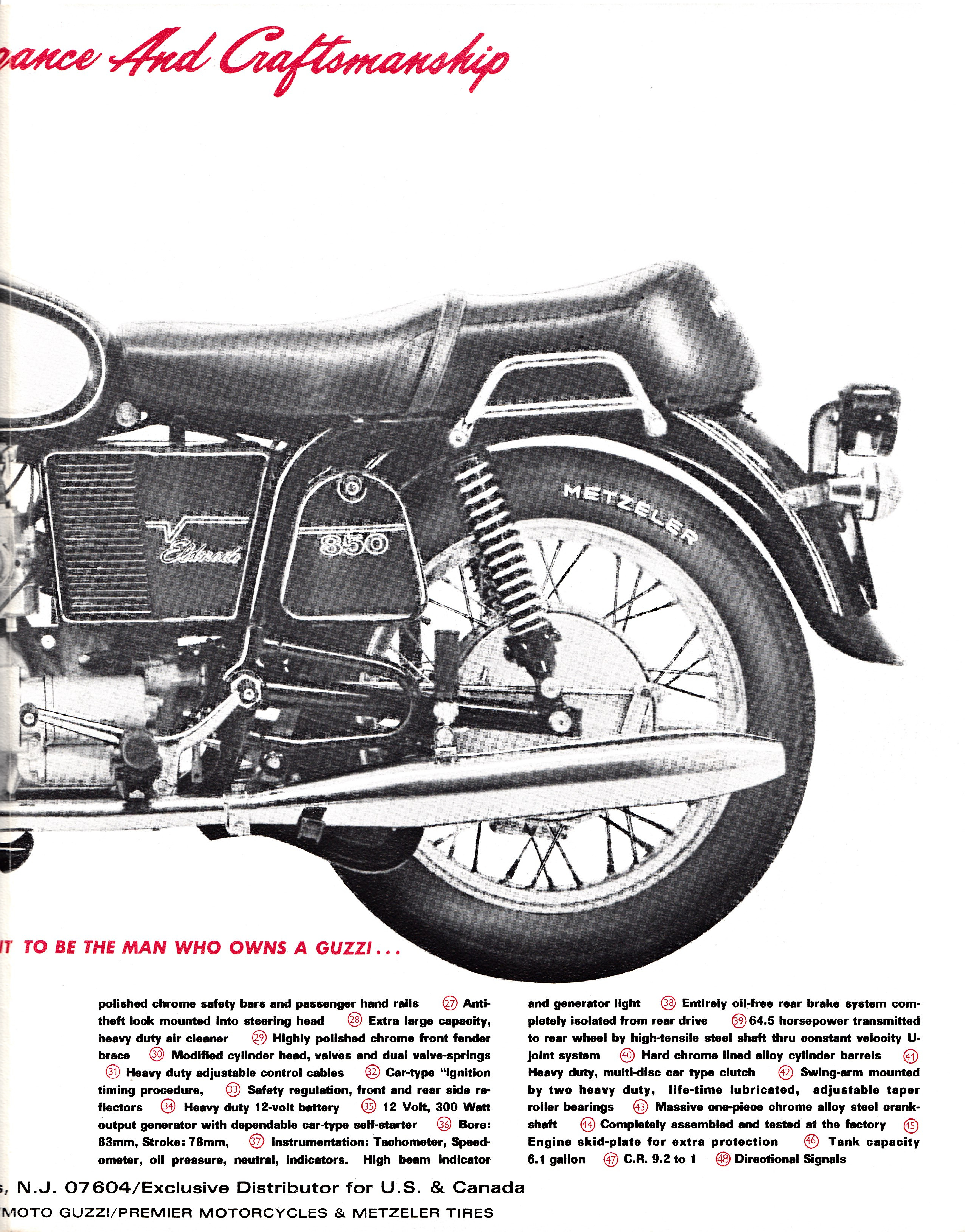 Moto Guzzi Eldorado Factory Brochure, Page 1 of 4.