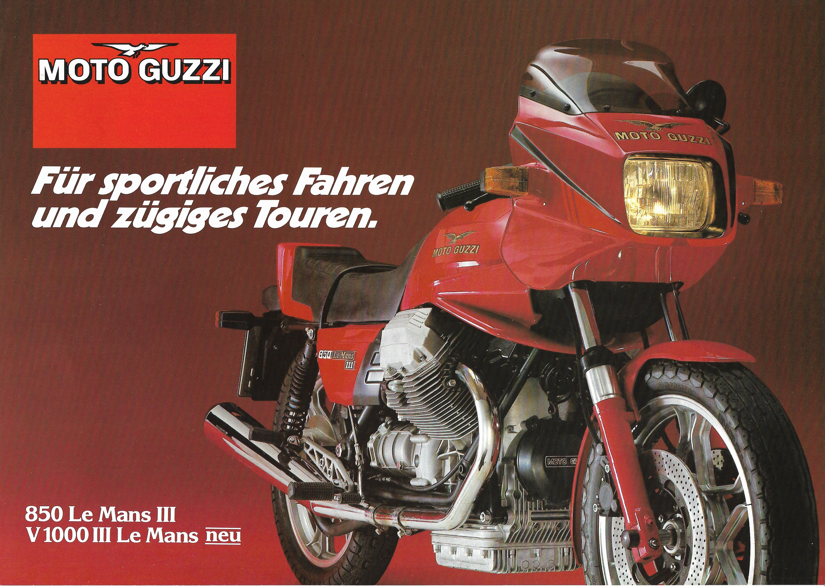 Moto Guzzi factory brochure: Moto Guzzi 850 Le Mans III, V1000 III Le Mans [German]