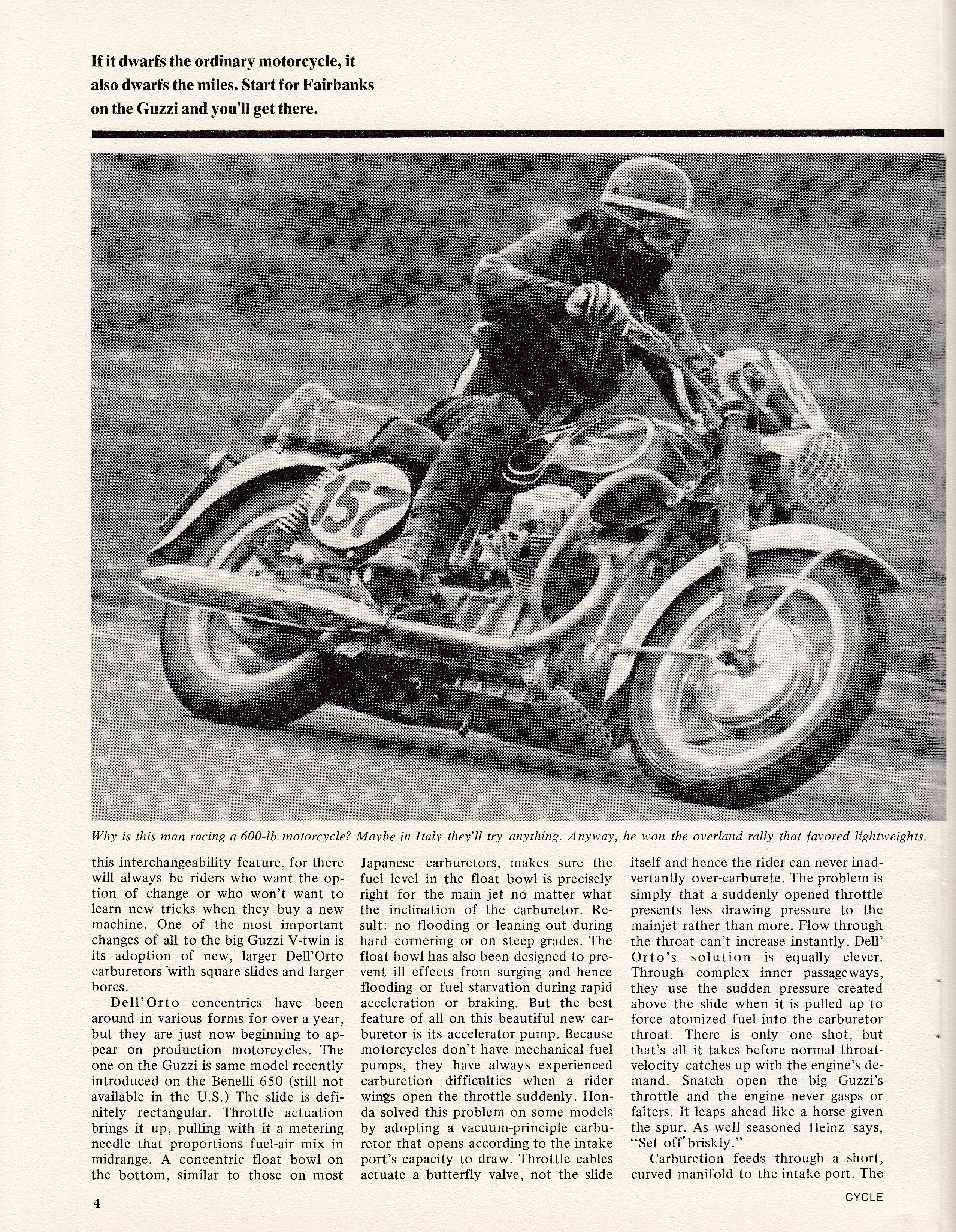 Moto Guzzi Ambassador factory brochure of magazine reviews, Page 4 of 16.