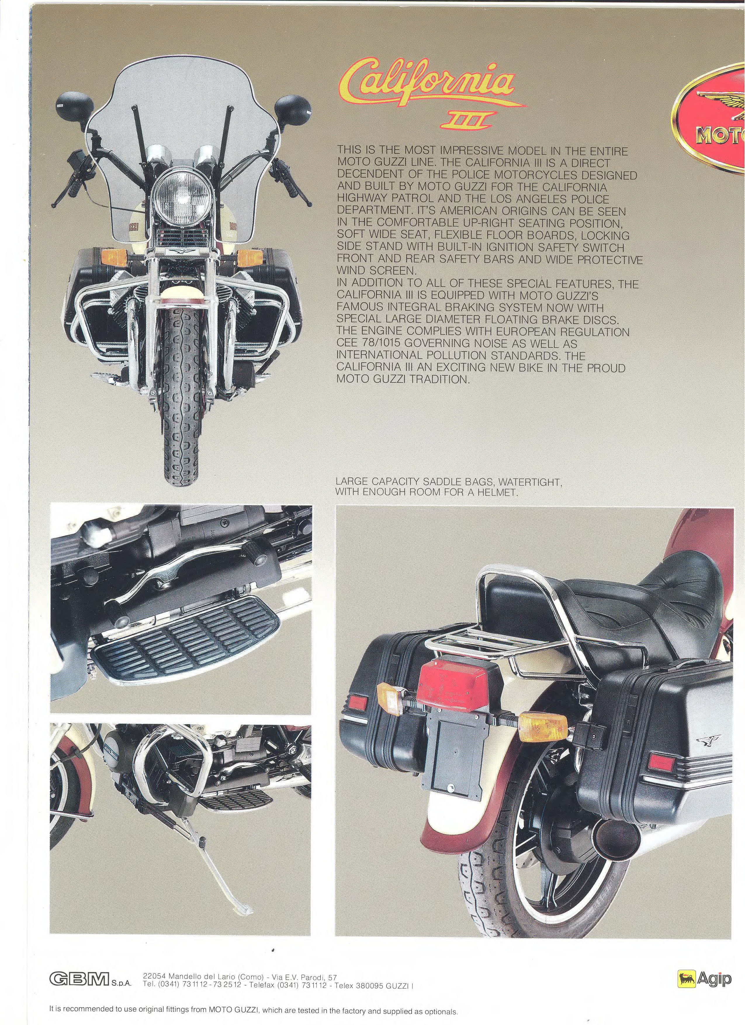 Moto Guzzi factory brochure: California III 1987