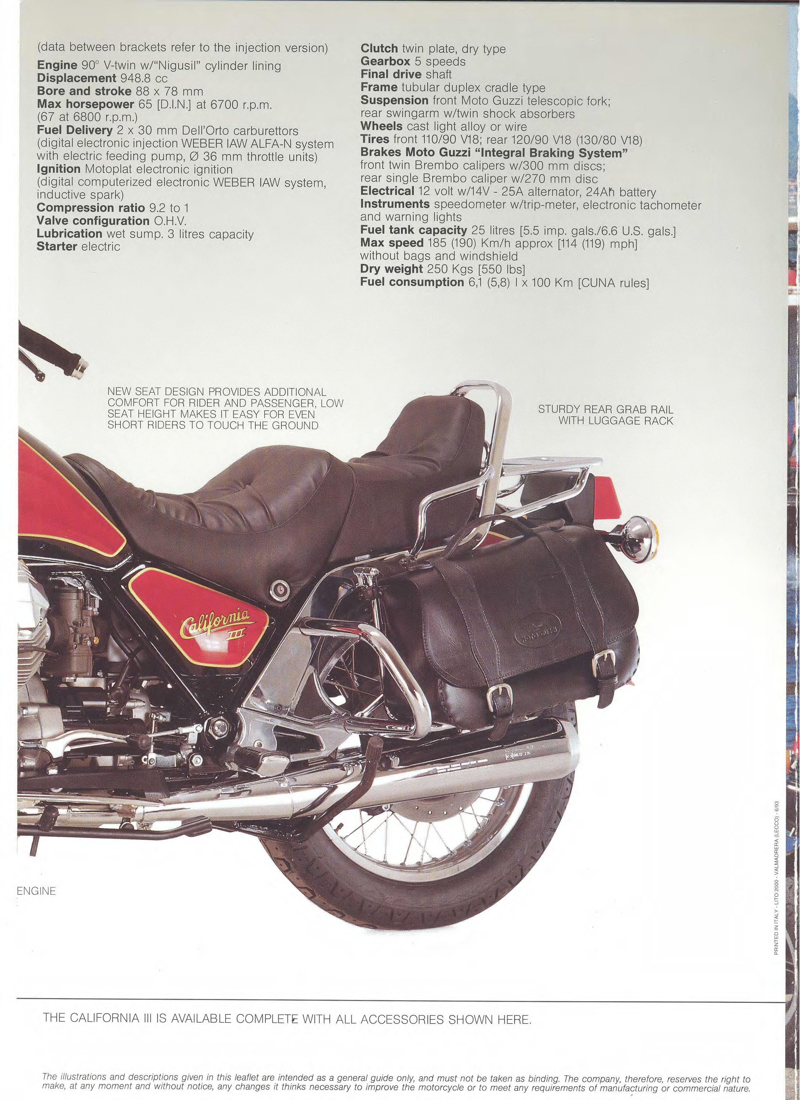 Moto Guzzi factory brochure: California III 1990