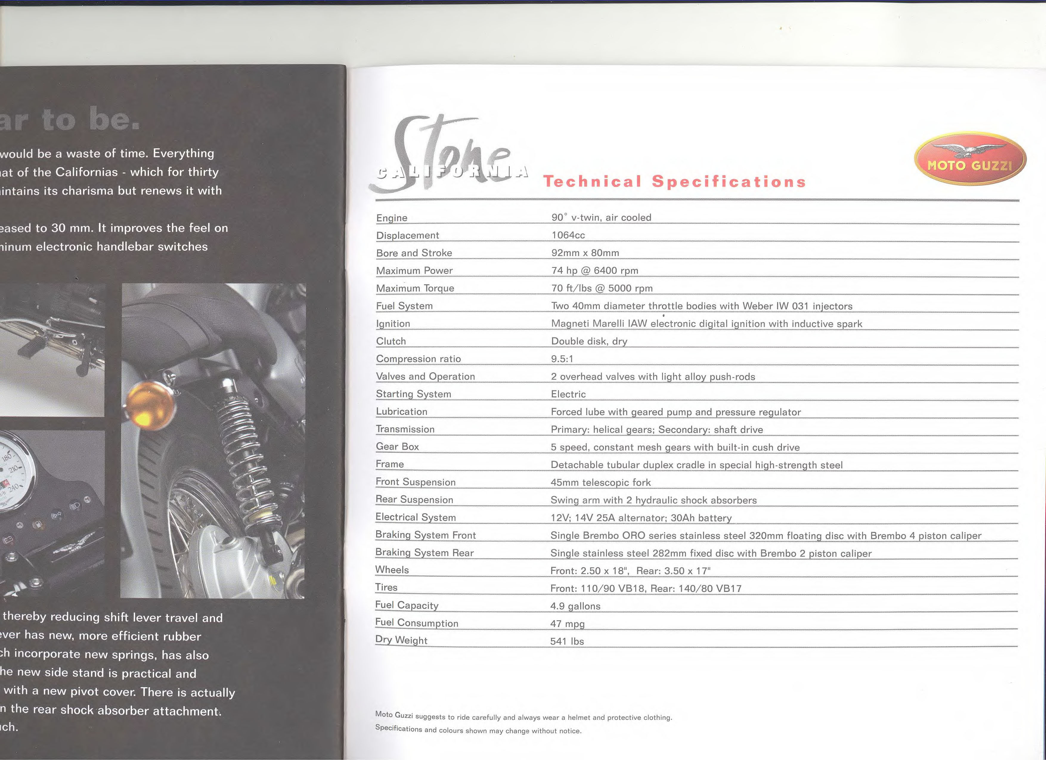 Moto Guzzi factory brochure: California Stone