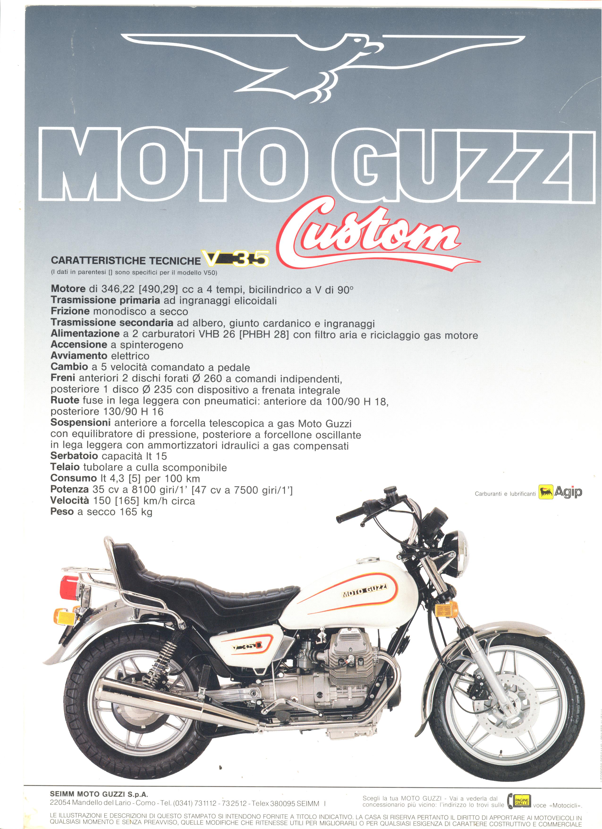 Moto Guzzi factory brochure: V35C - V50C