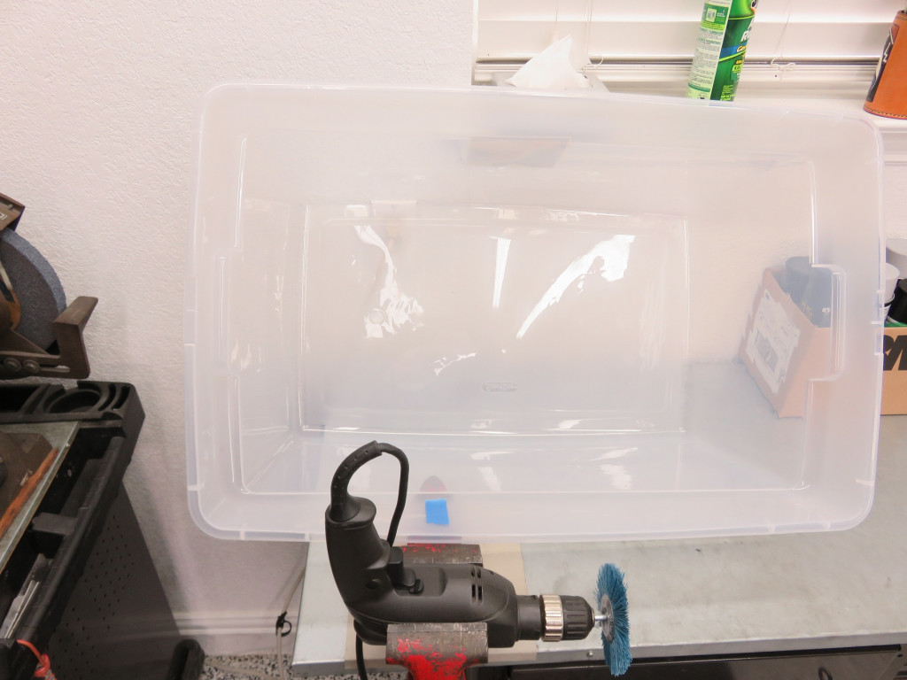 Creating a bench top buffer hood from a plastic tub