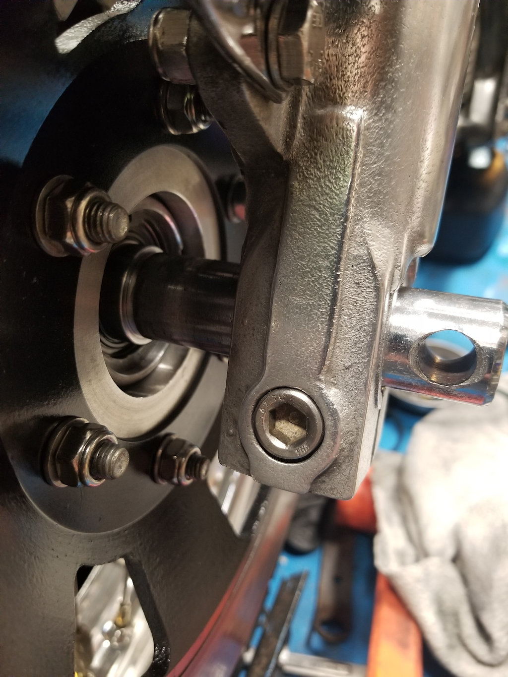 Disc brake spacer to add dual disc front brakes to Moto Guzzi V700, V7 Special, Ambassador, 850 GT, 850 GT California, Eldorado, and 850 California Police models.