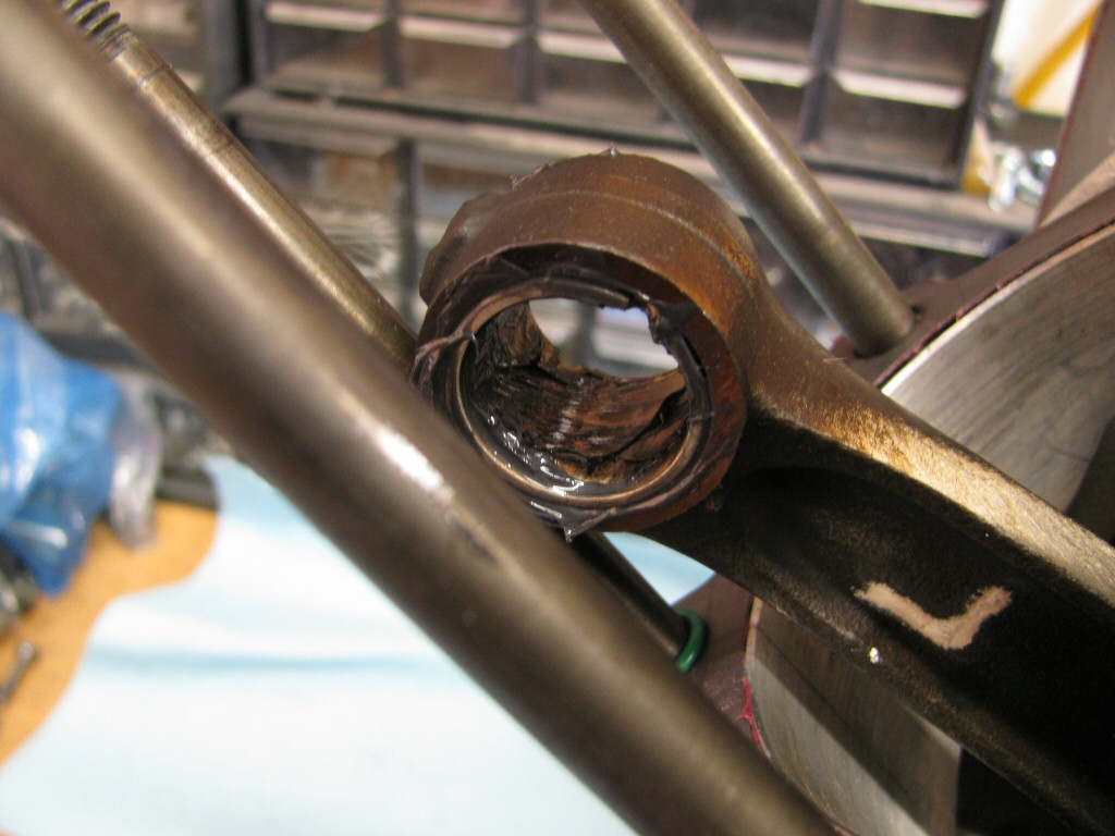 Assembly lube applied to the small end of the connecting rod.