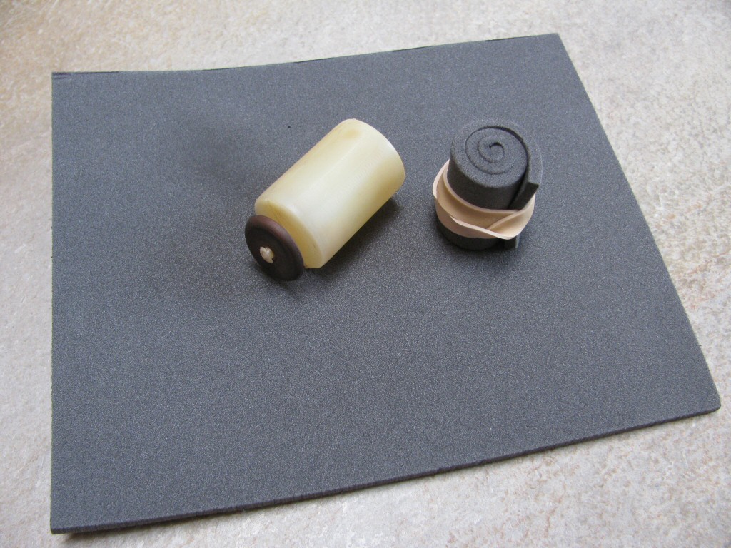 The fuel level sensor float (MG# 18103050) and foam (McMaster-Carr part number 3623K61).