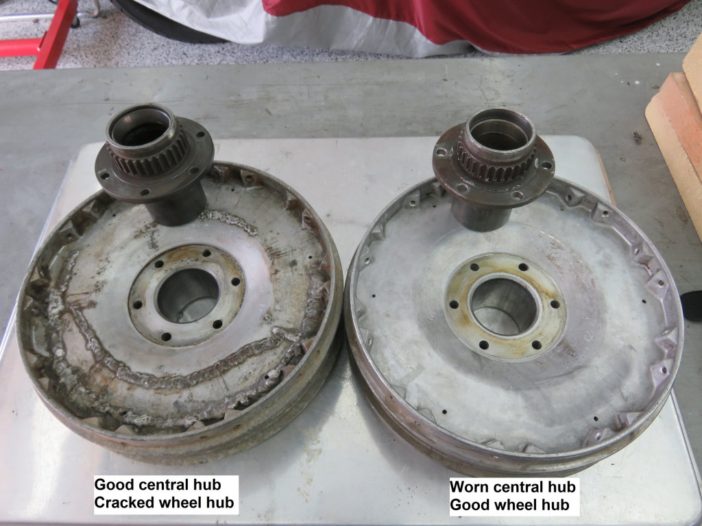 Good and worn central hubs pressed out.