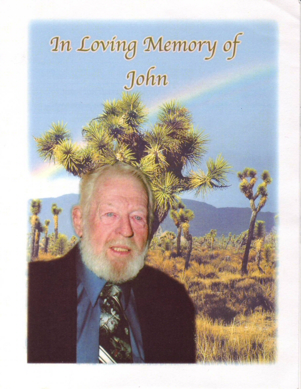 John Allen Schwartz funeral program, page 1.