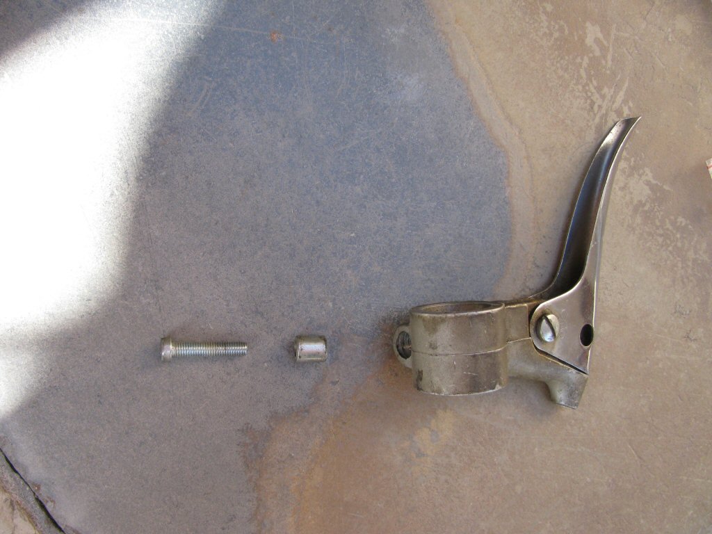 Siren lever for friction drive sirens as used on police models of the Moto Guzzi V700, V7 Special, Ambassador, 850 GT, 850 GT California, Eldorado, and 850 California Police motorcycles.