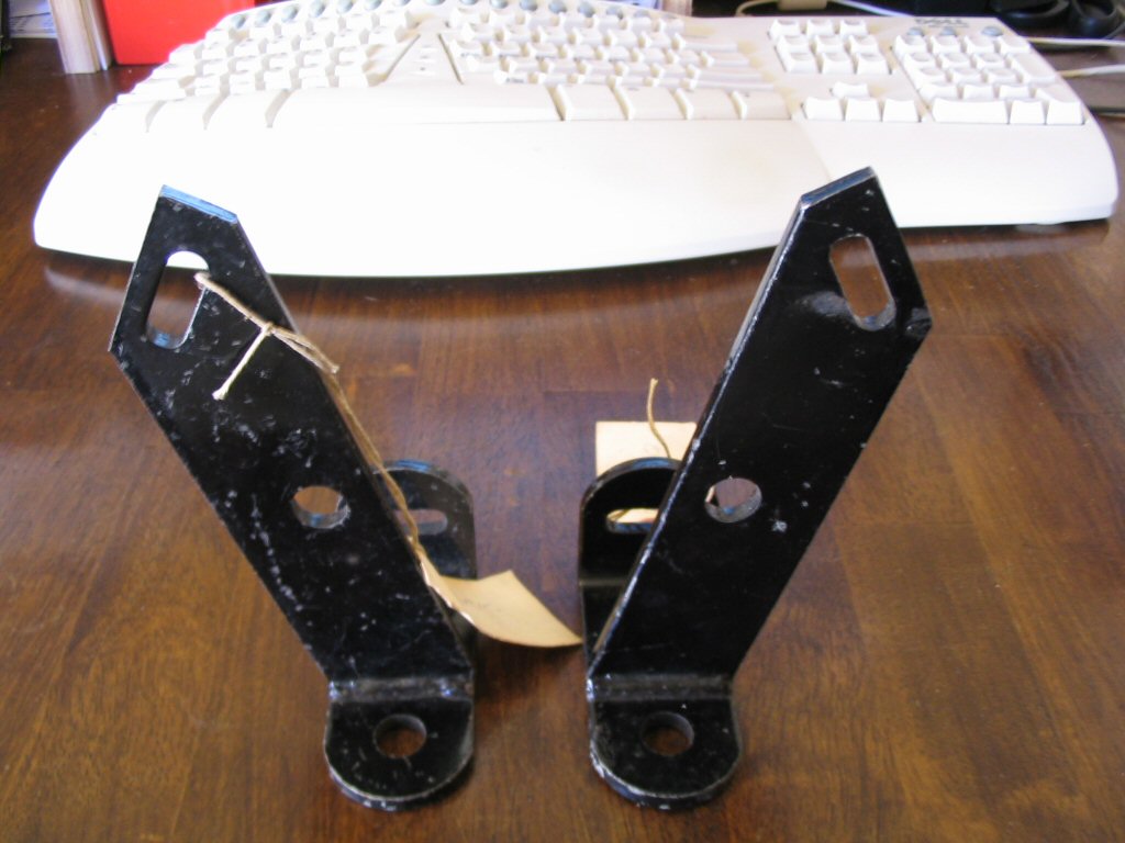 Spot light brackets as used on the Moto Guzzi 850 California Police motorcycle (MG# 13751340 and MG# 13751440).