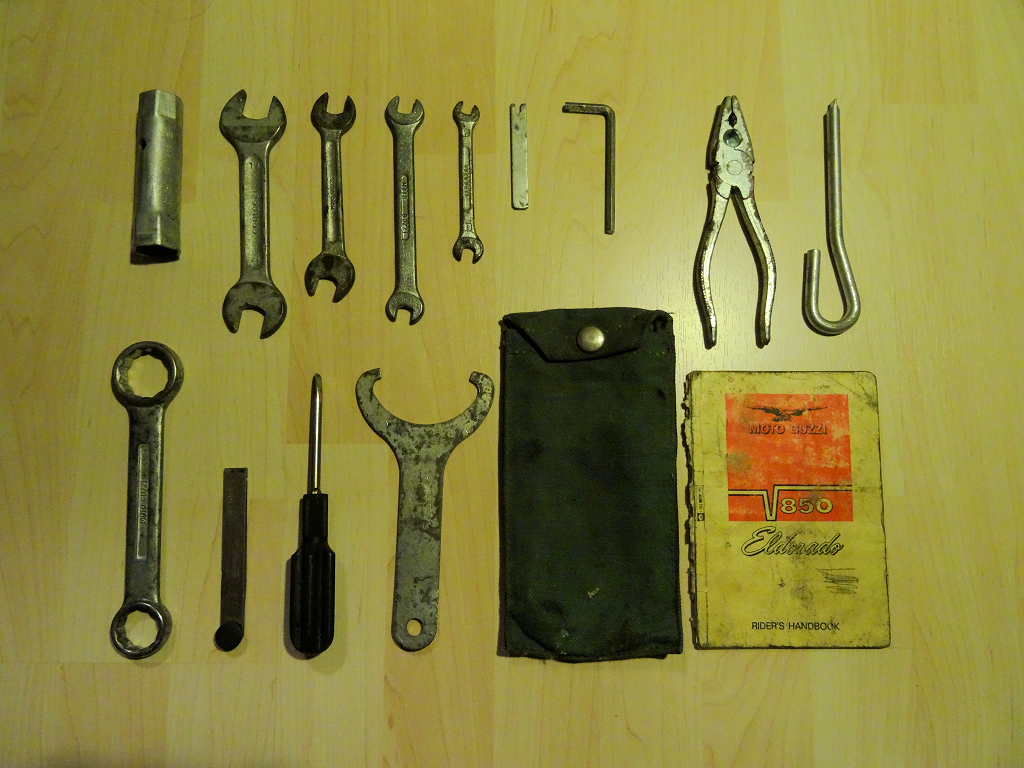 Original tool kit for a Moto Guzzi Eldorado.