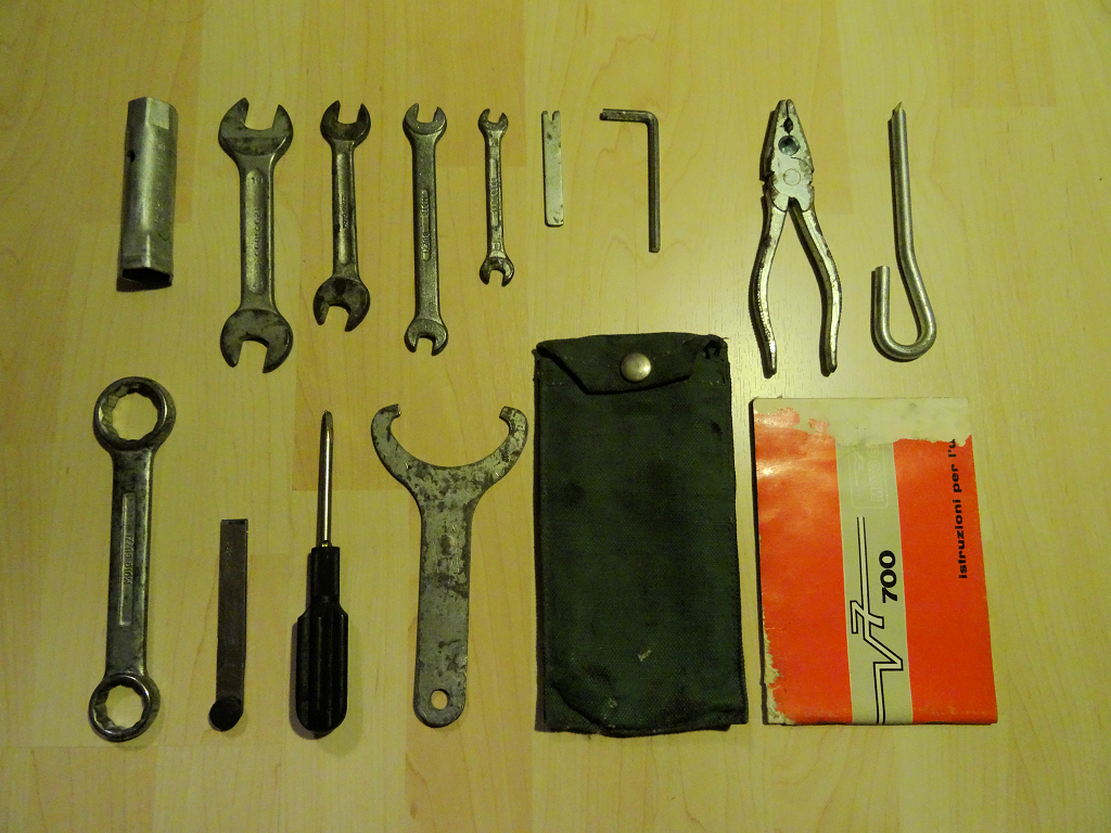 Original tool kit for a Moto Guzzi V700.