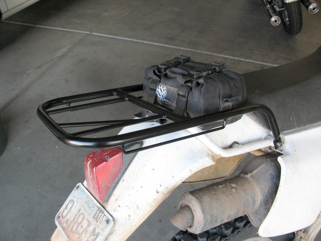 The revised ManRacks DR350 luggage rack fit to my 1993 Suzuki DR350.