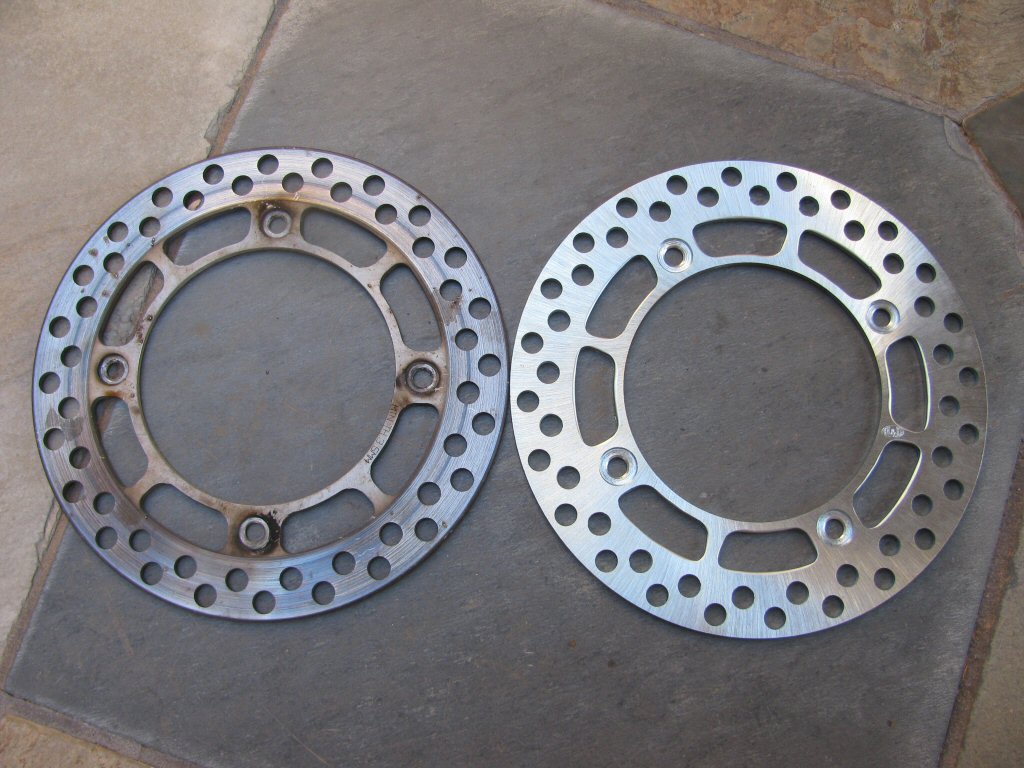Side by side comparison of rear brake discs.