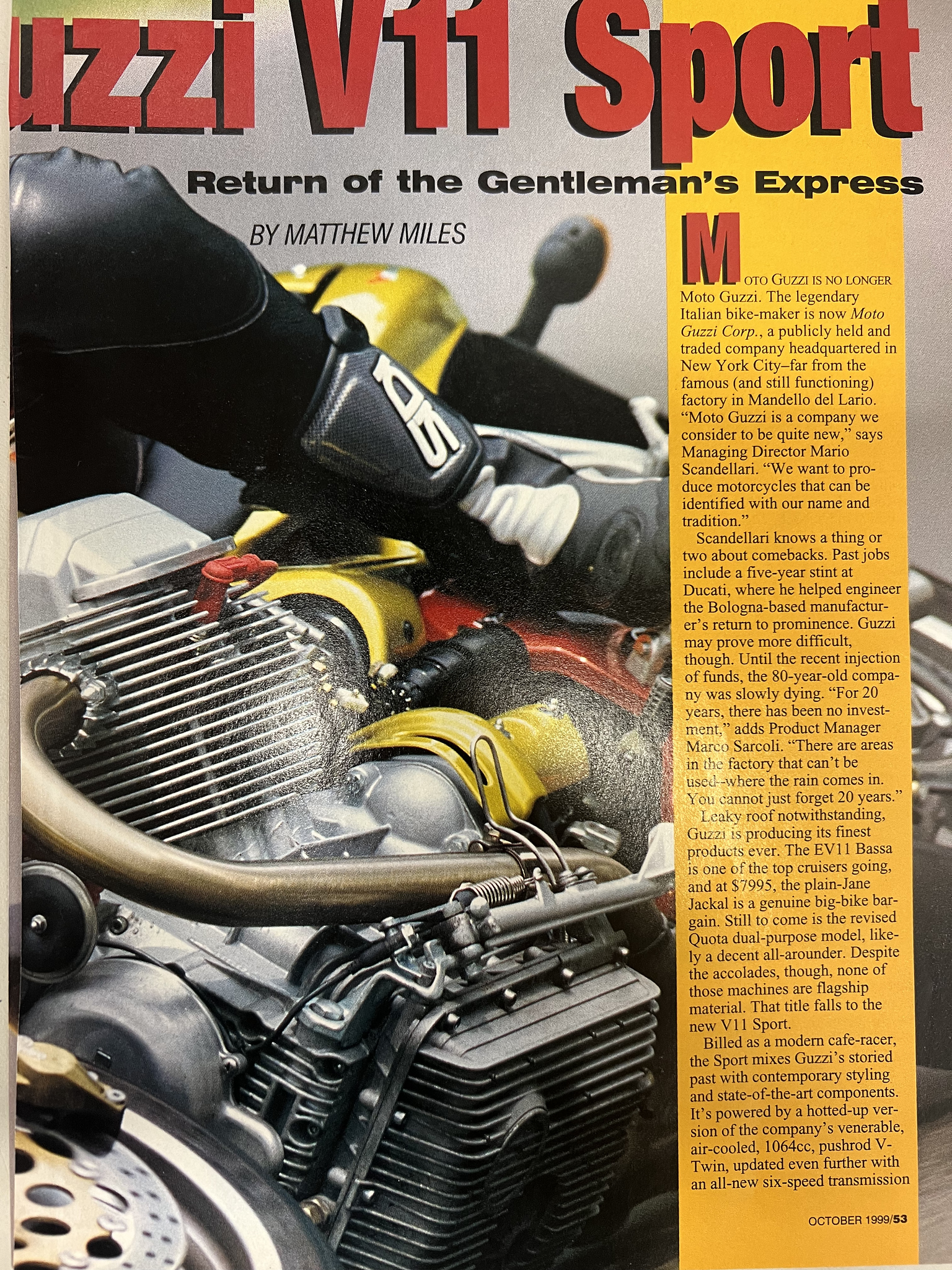 Article - Cycle World (1999 October) Moto Guzzi V11 Sport