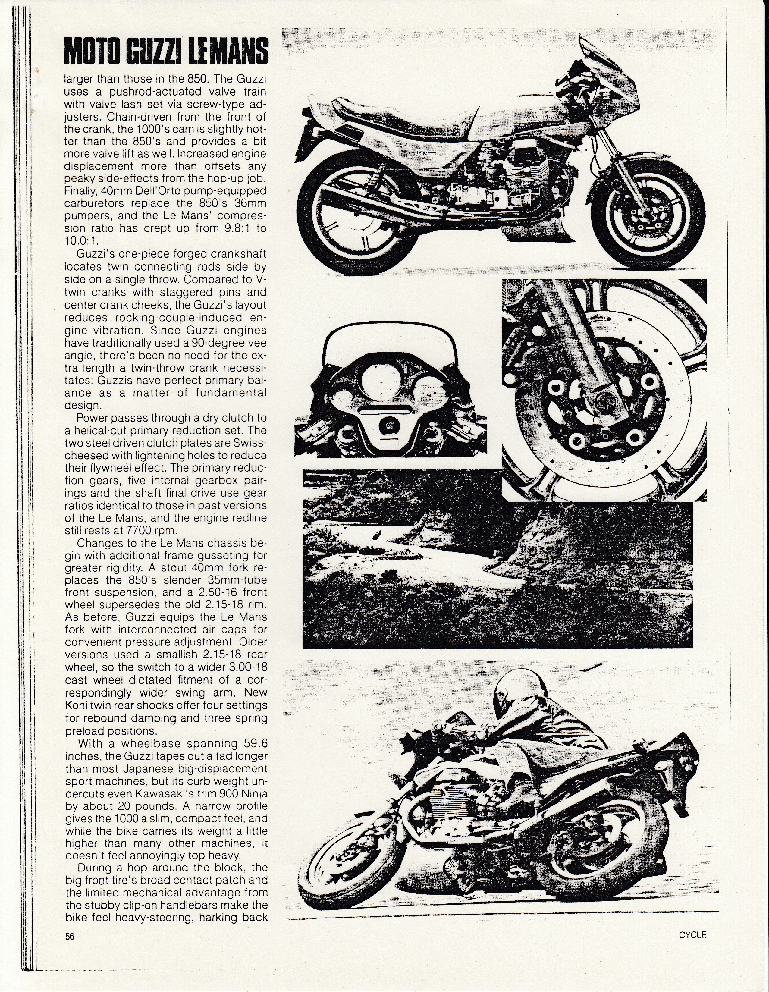 Article - Cycle (1986 March) Moto Guzzi Le Mans 1000 (with a sidebar about Dr. John Wittner)