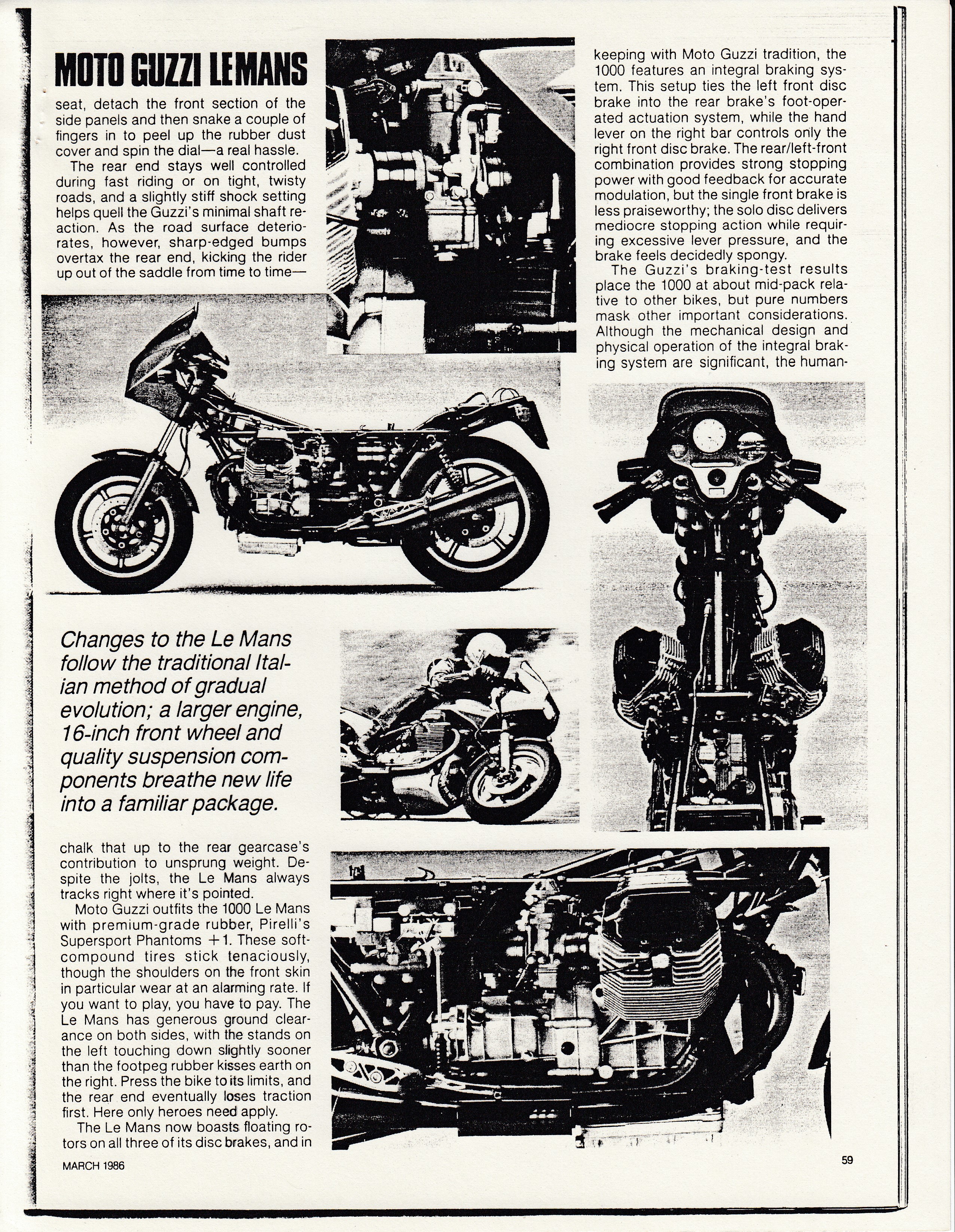 Article - Cycle (1986 March) Moto Guzzi Le Mans 1000 (with a sidebar about Dr. John Wittner)