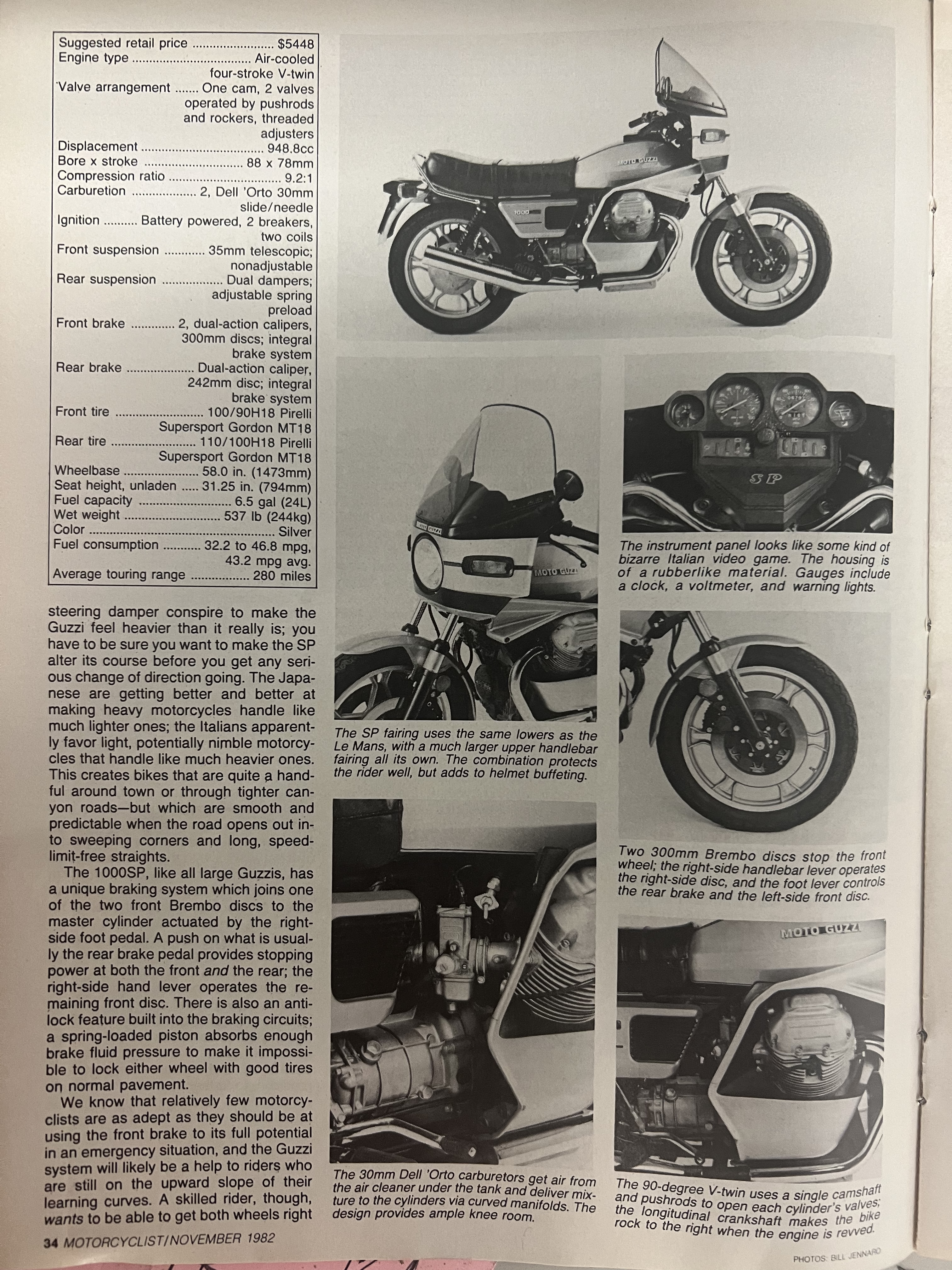 Article - Motorcyclist (1982 November) Moto Guzzi 1000 SP