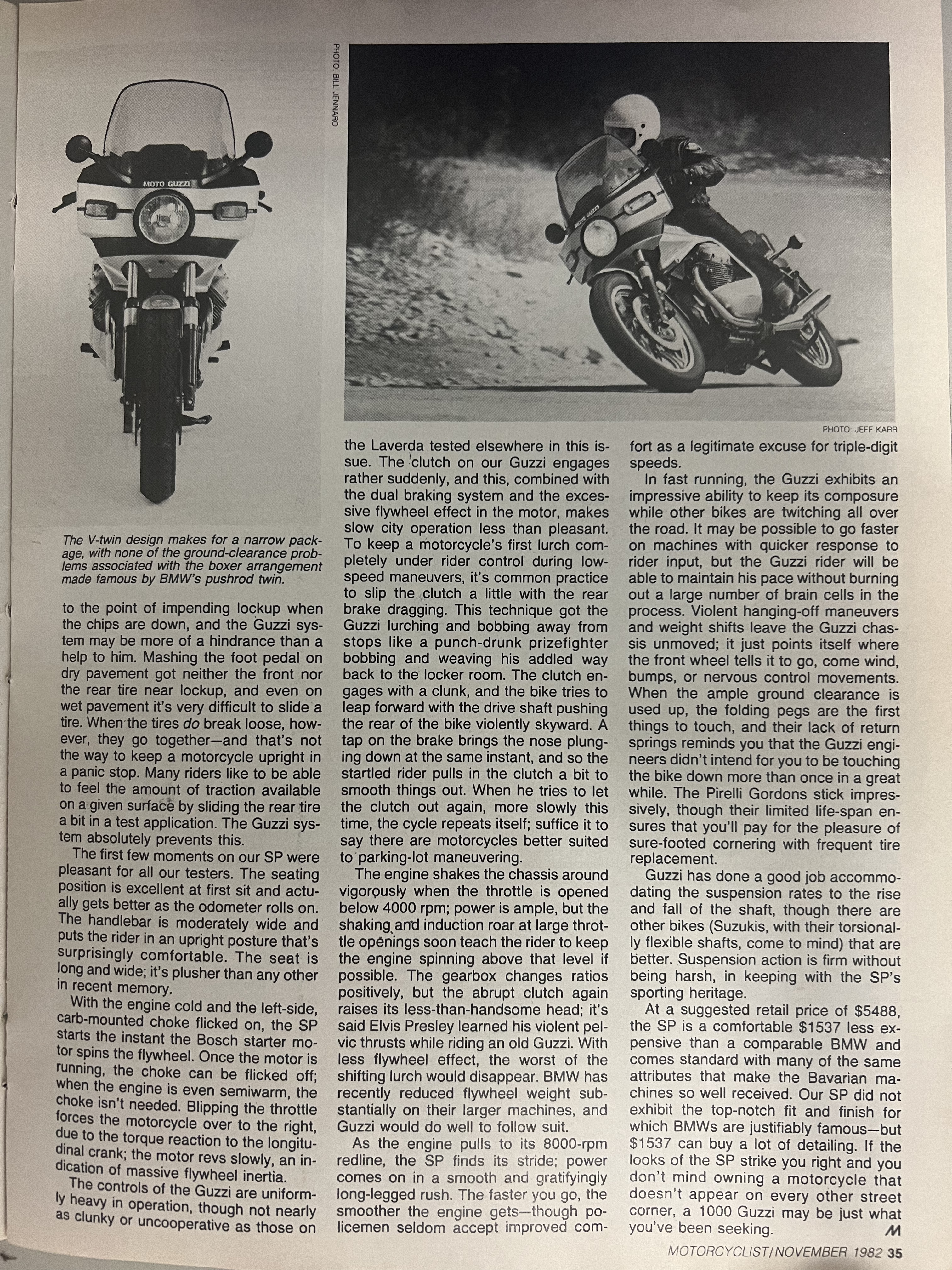 Article - Motorcyclist (1982 November) Moto Guzzi 1000 SP