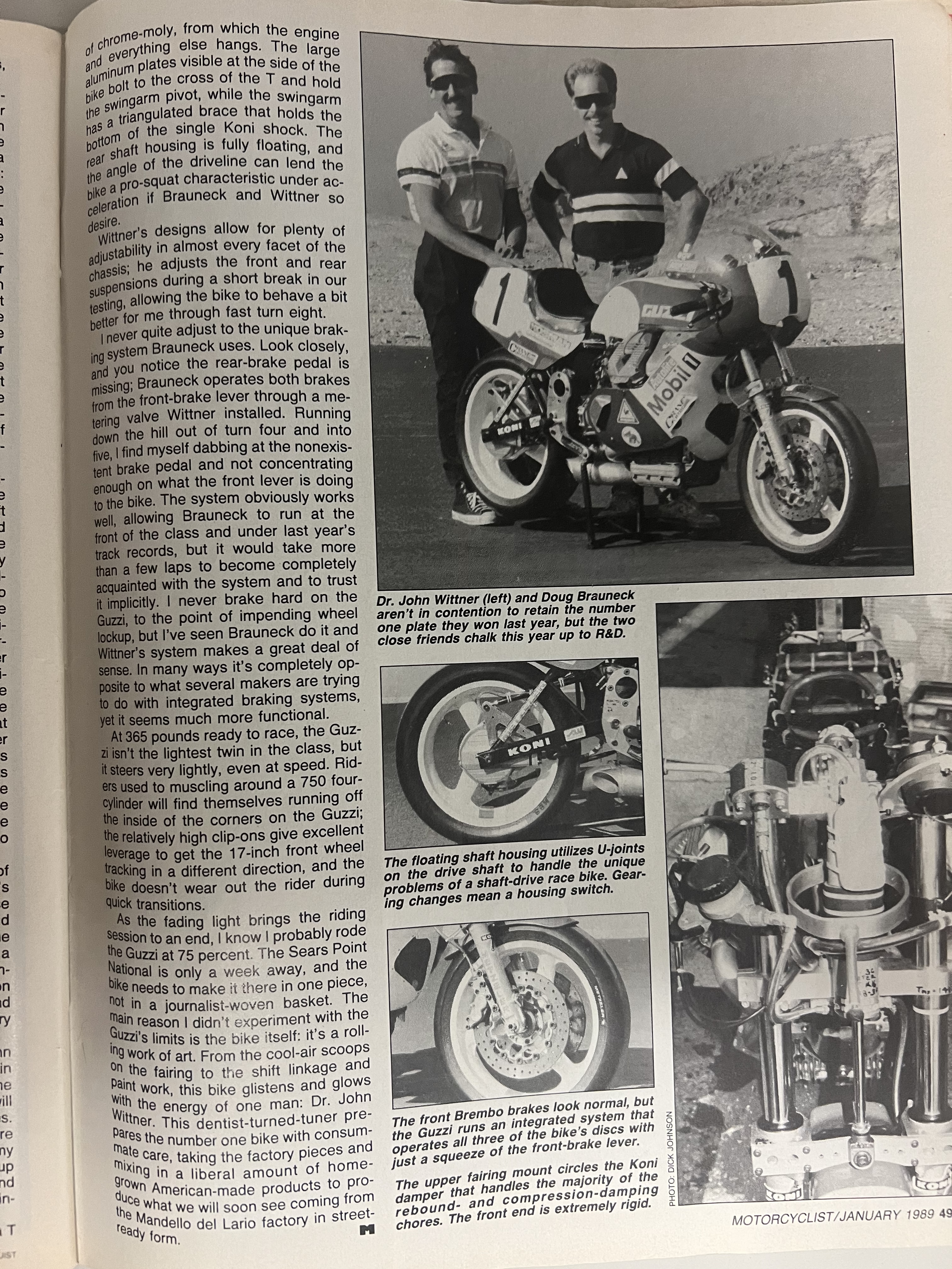 Article - Motorcyclist (1989 January) The Italian American Guzzi Connection