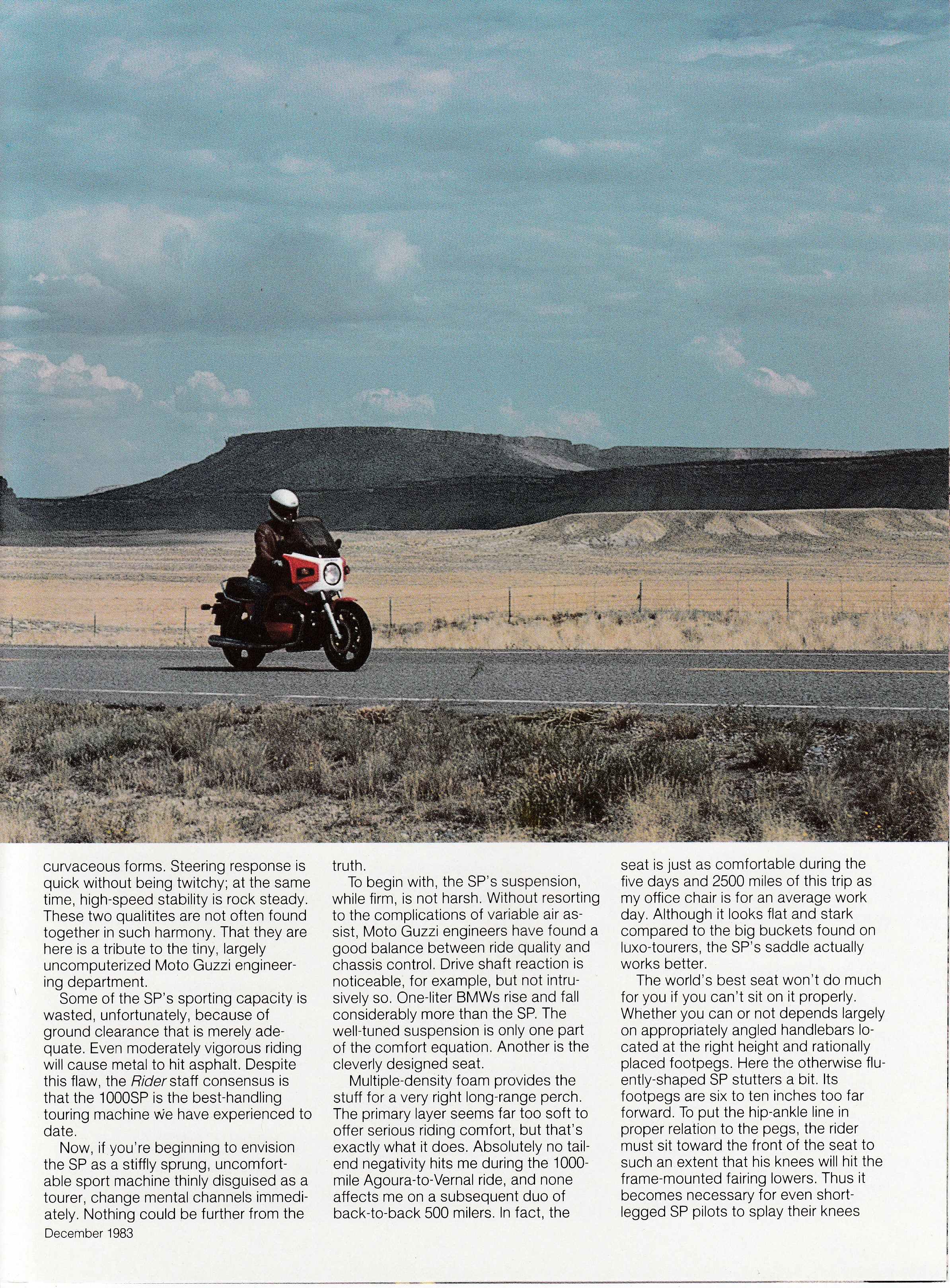 Article - Rider (1983 December) First test: Moto Guzzi 1000 SP bring on the curves