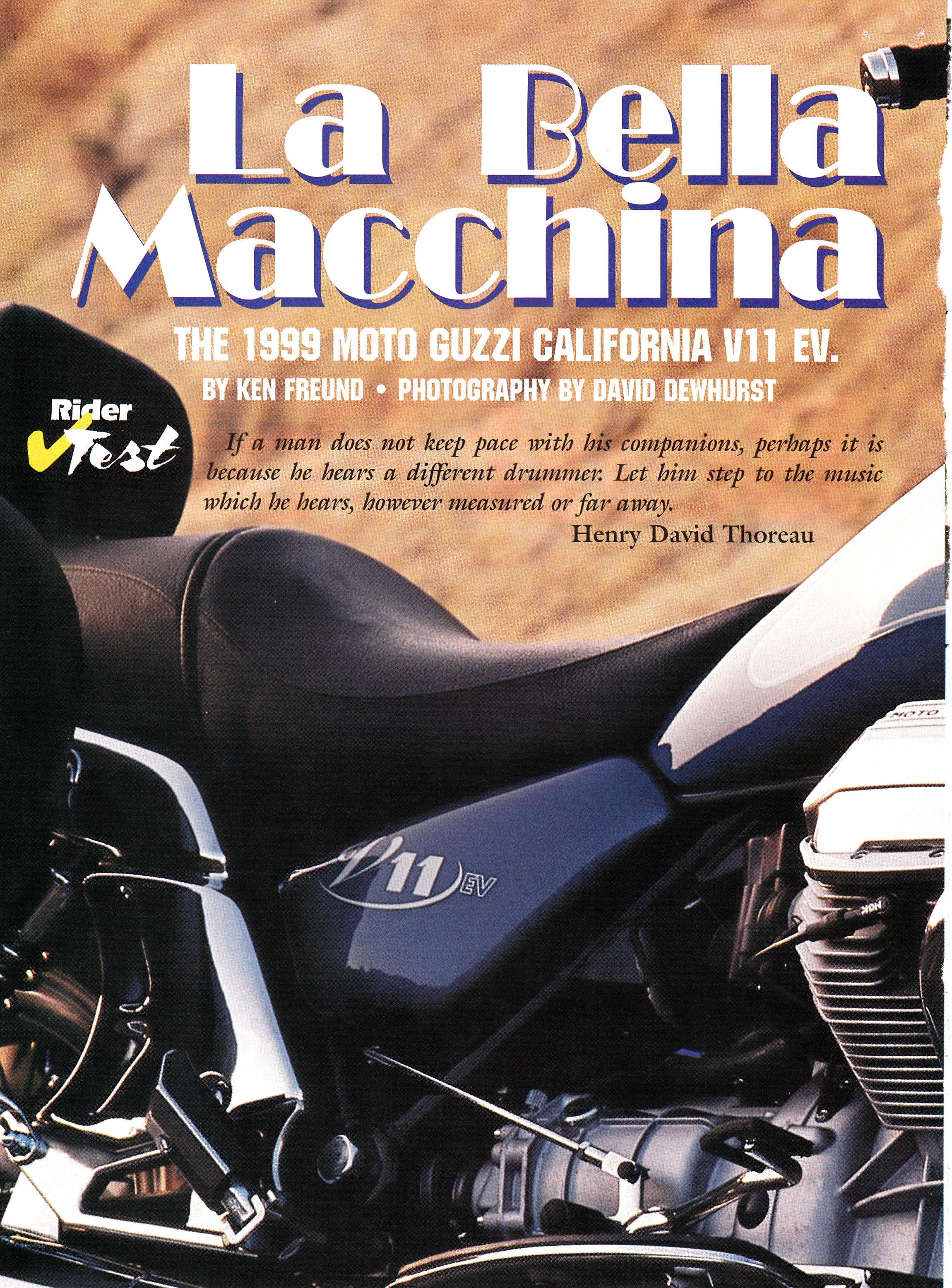 Article - Rider (1999 September) La bella macchina: The 1999 Moto Guzzi California V11 EV.