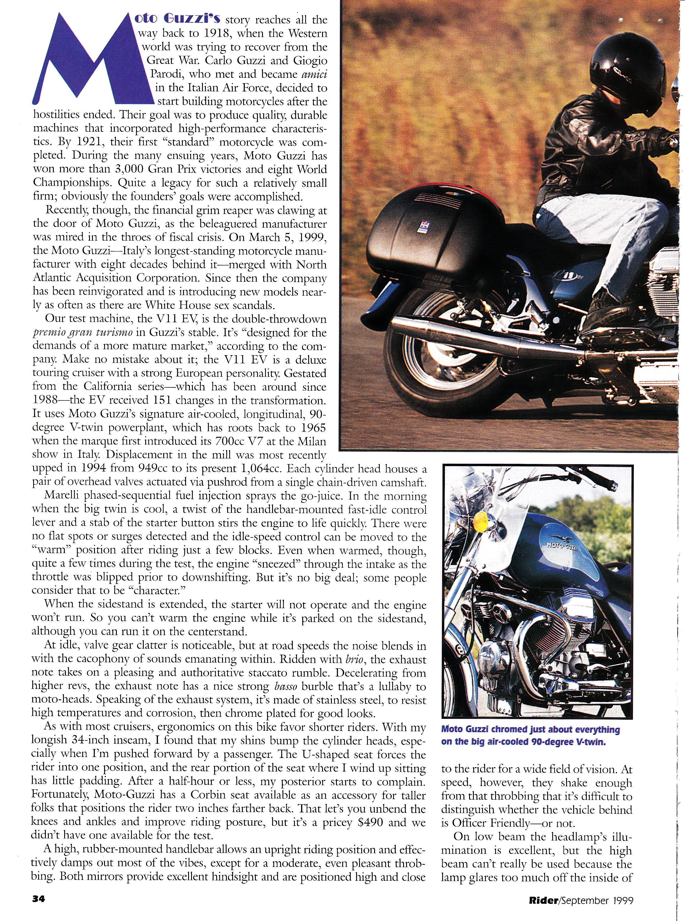 Article - Rider (1999 September) La bella macchina: The 1999 Moto Guzzi California V11 EV.
