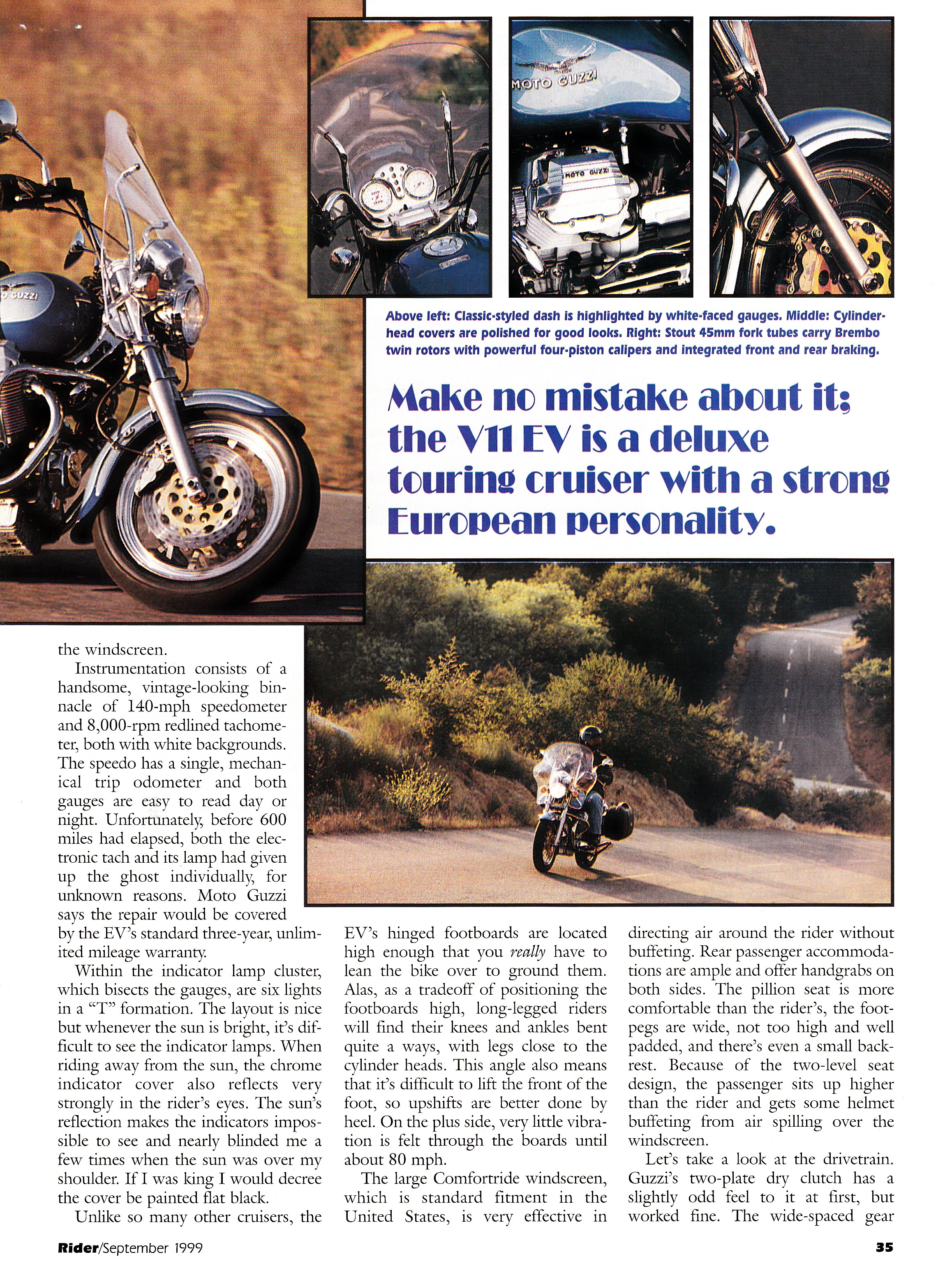 Article - Rider (1999 September) La bella macchina: The 1999 Moto Guzzi California V11 EV.