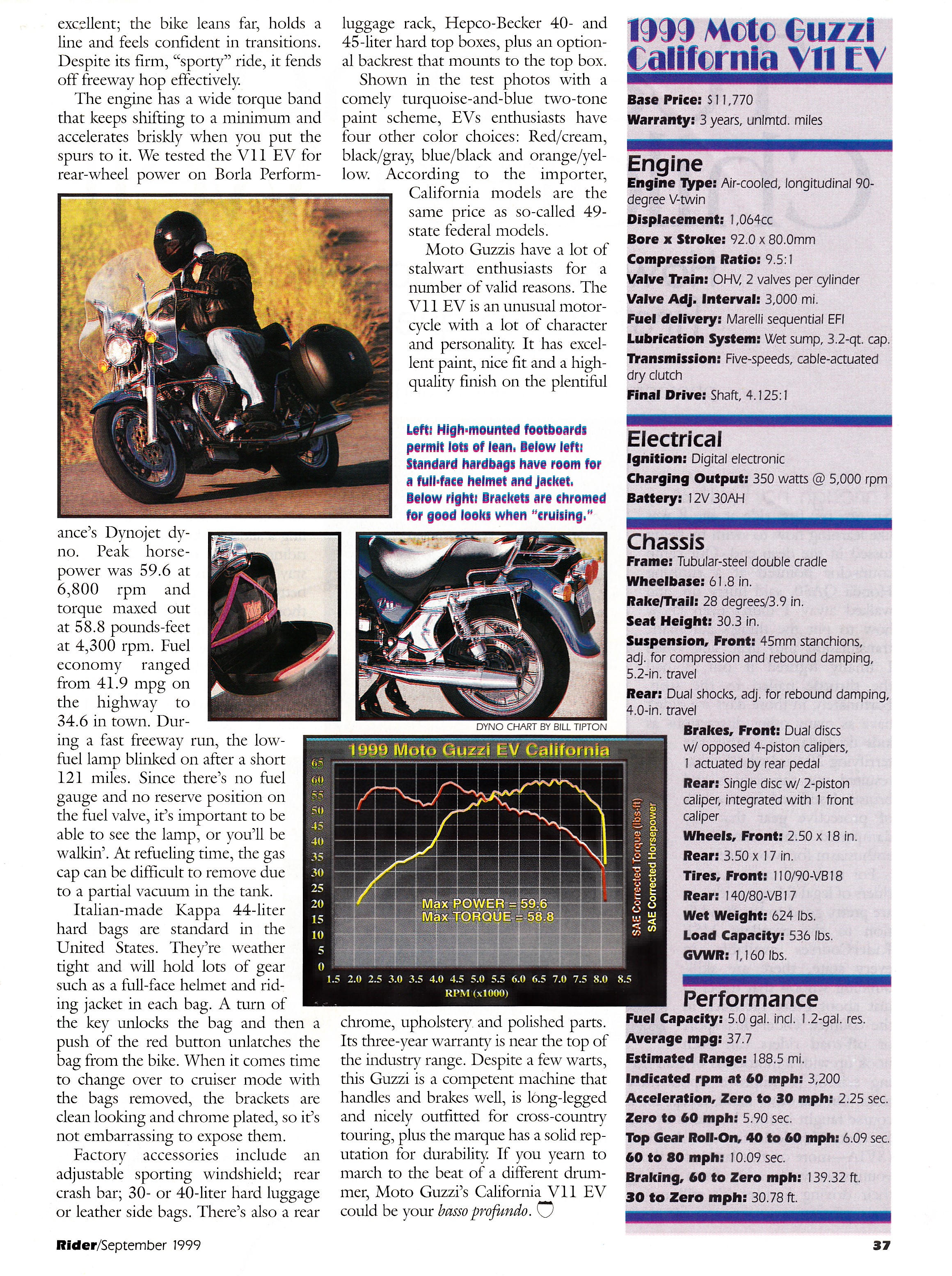 Article - Rider (1999 September) La bella macchina: The 1999 Moto Guzzi California V11 EV.