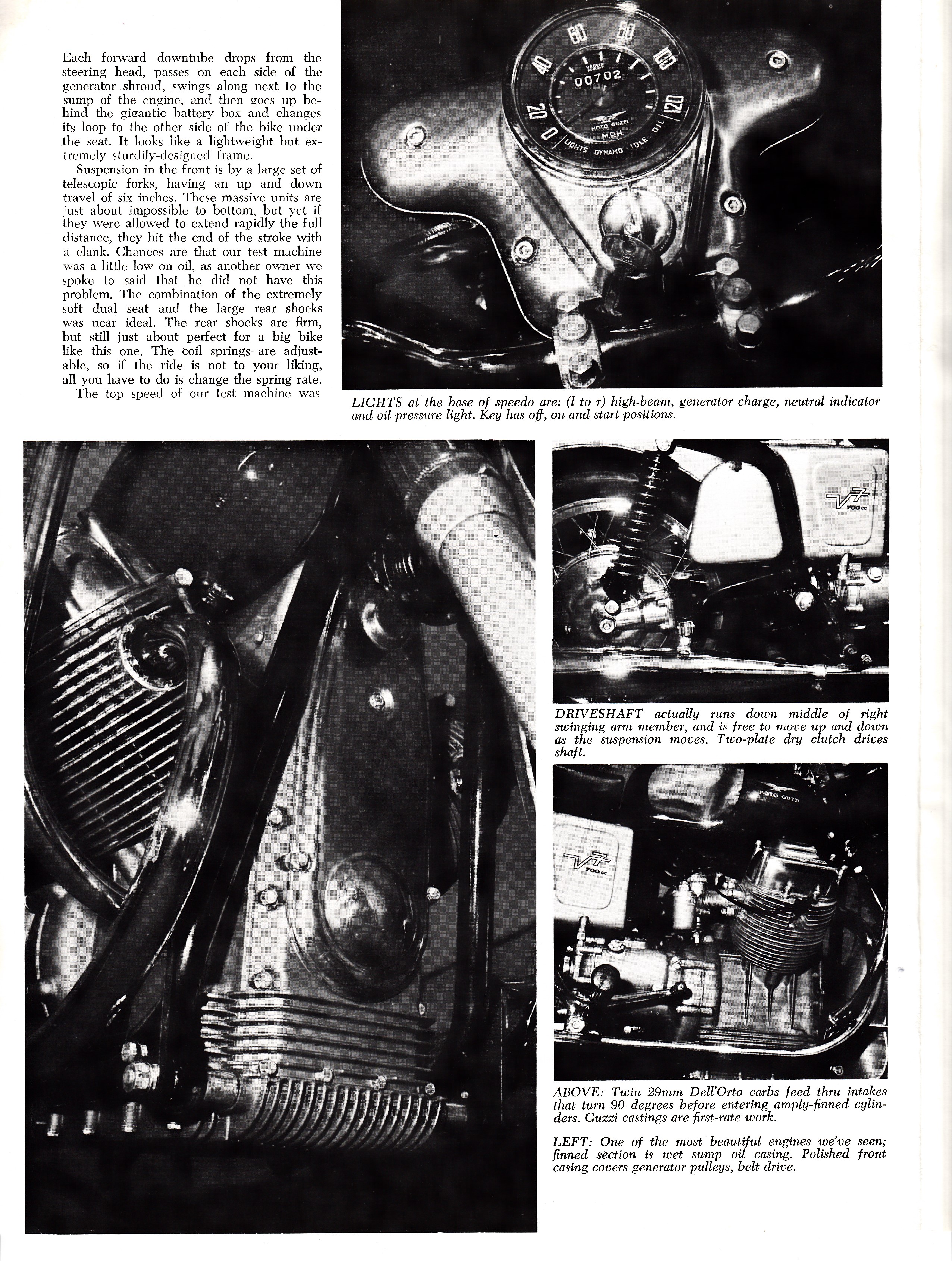 Moto Guzzi V700 factory brochure of magazine reviews, Page 6 of 8.