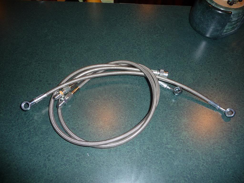 Replacement brake line for Moto Guzzis from Earl's Indy.