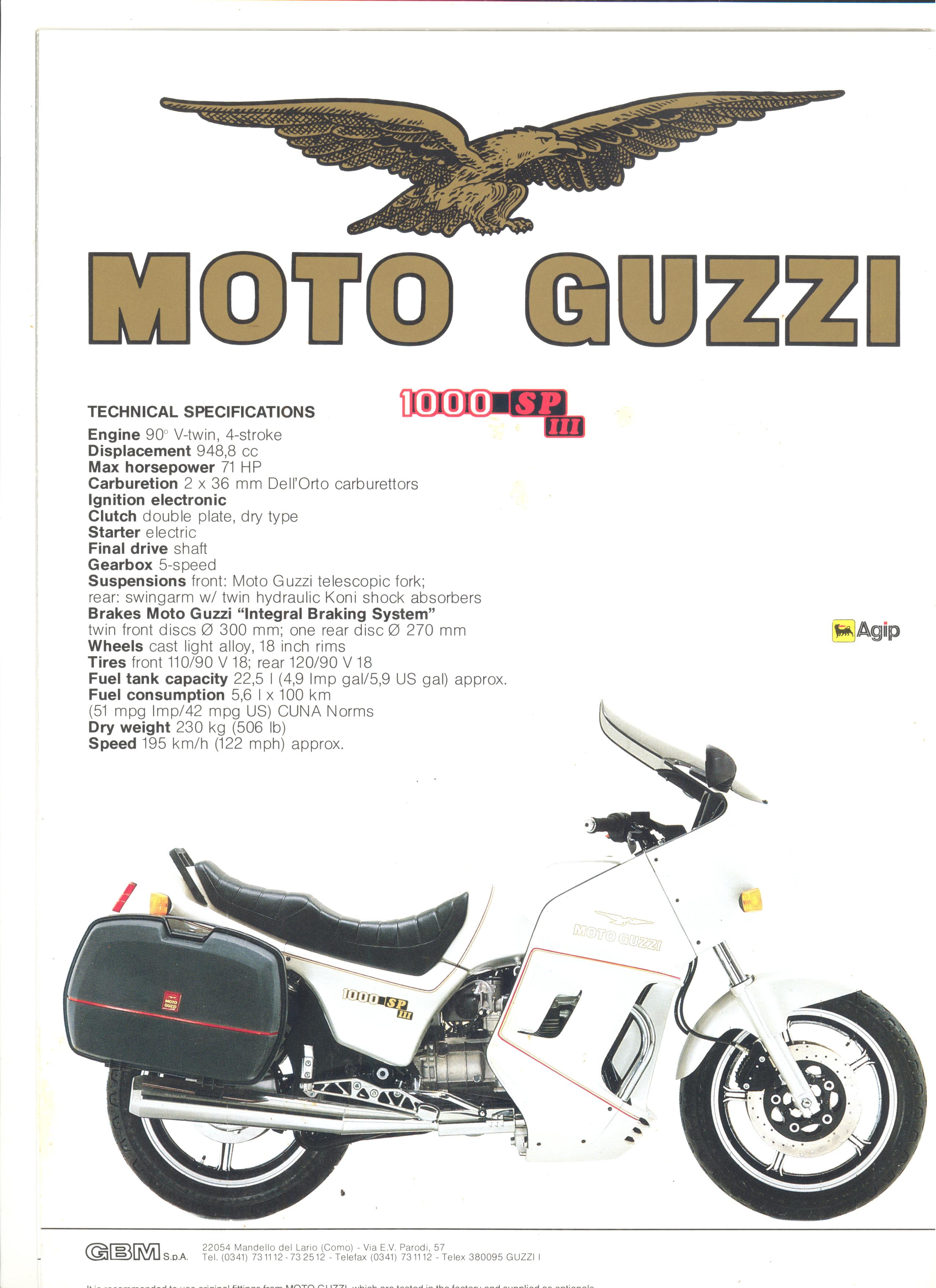 Moto Guzzi factory brochure: 1000 SP III