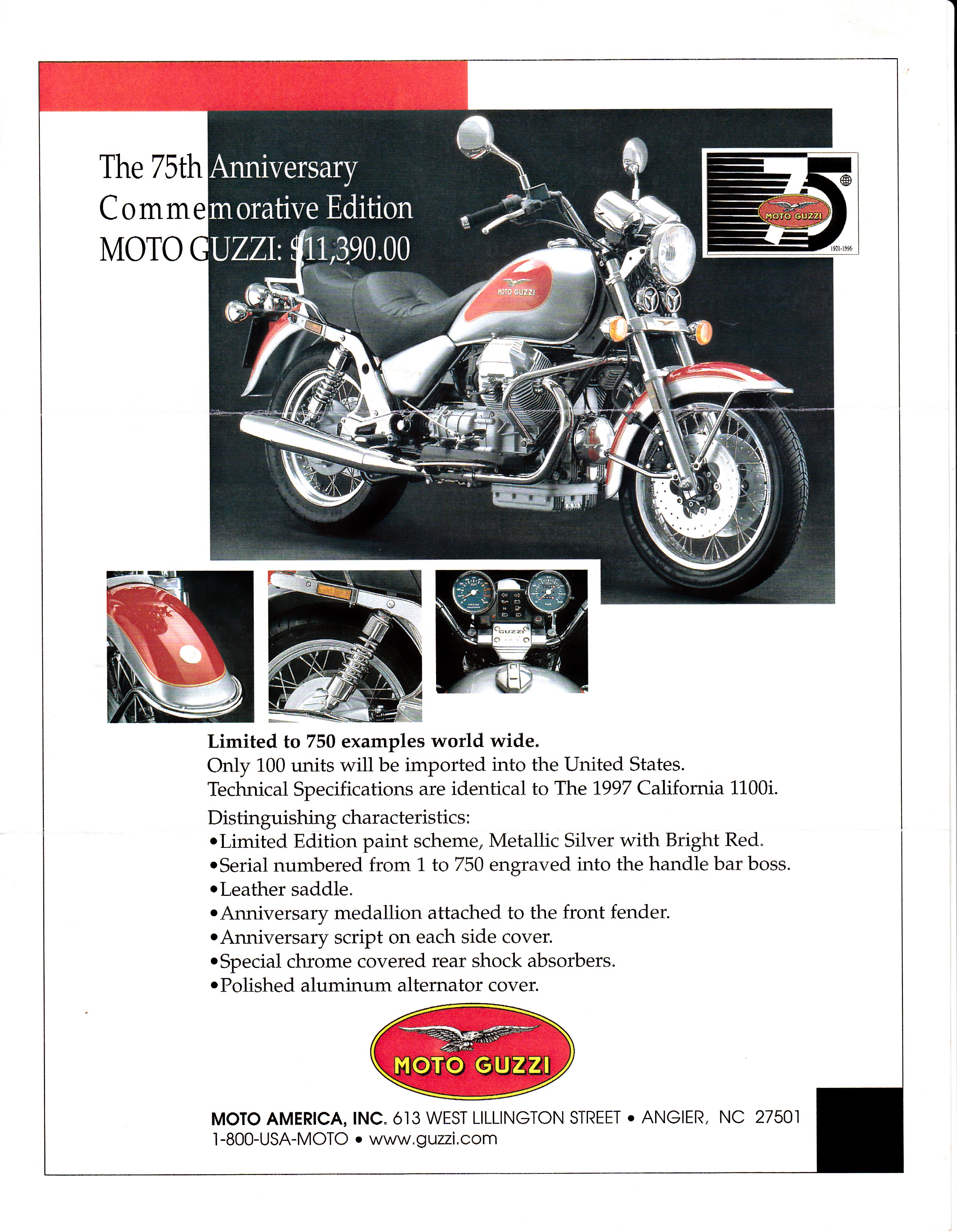 Brochure - Moto Guzzi 75th anniversary commemorative edition