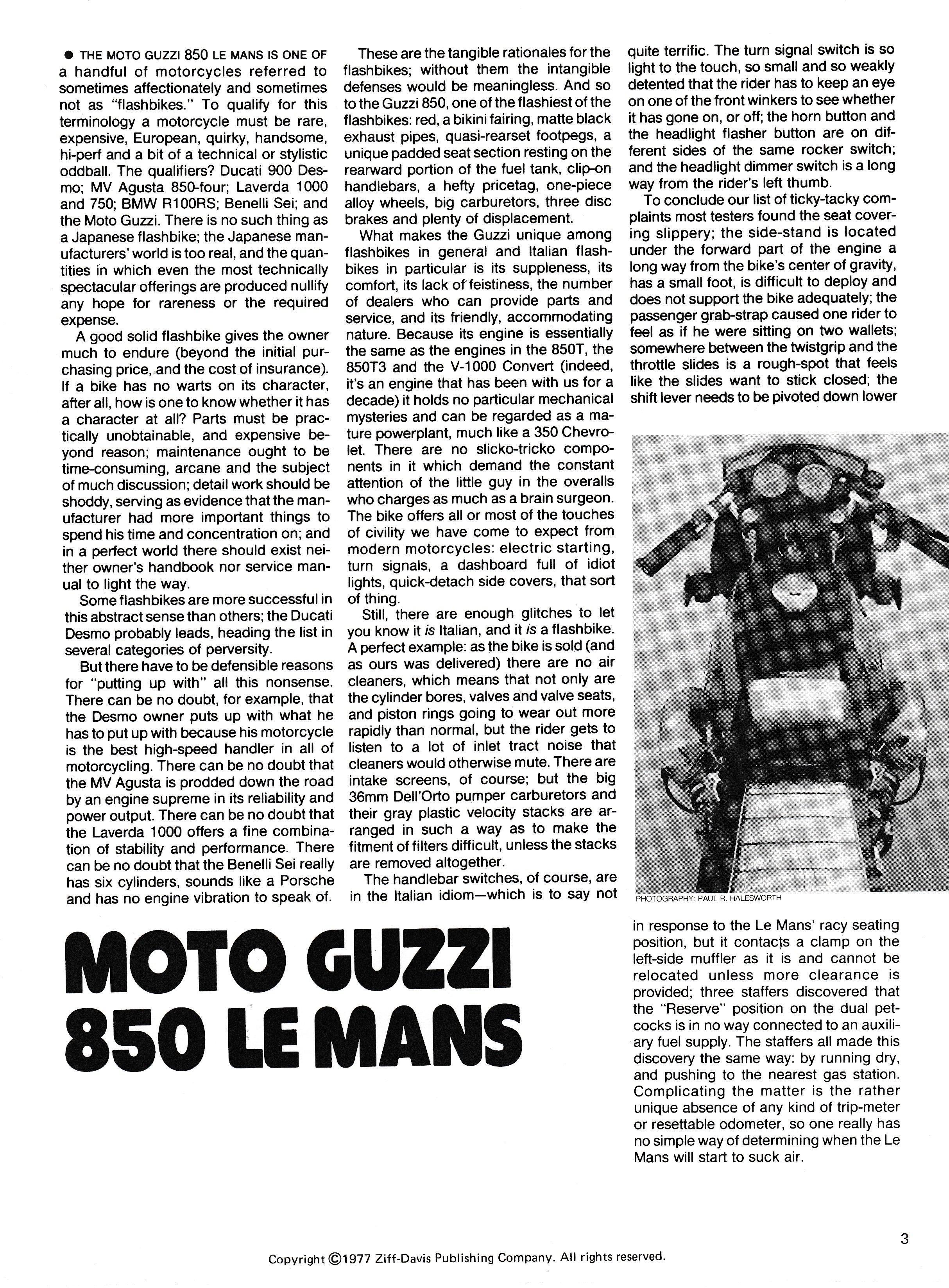 Article - Cycle (1977 August) Moto Guzzi 850 Le Mans - A flash bike for the thinking man