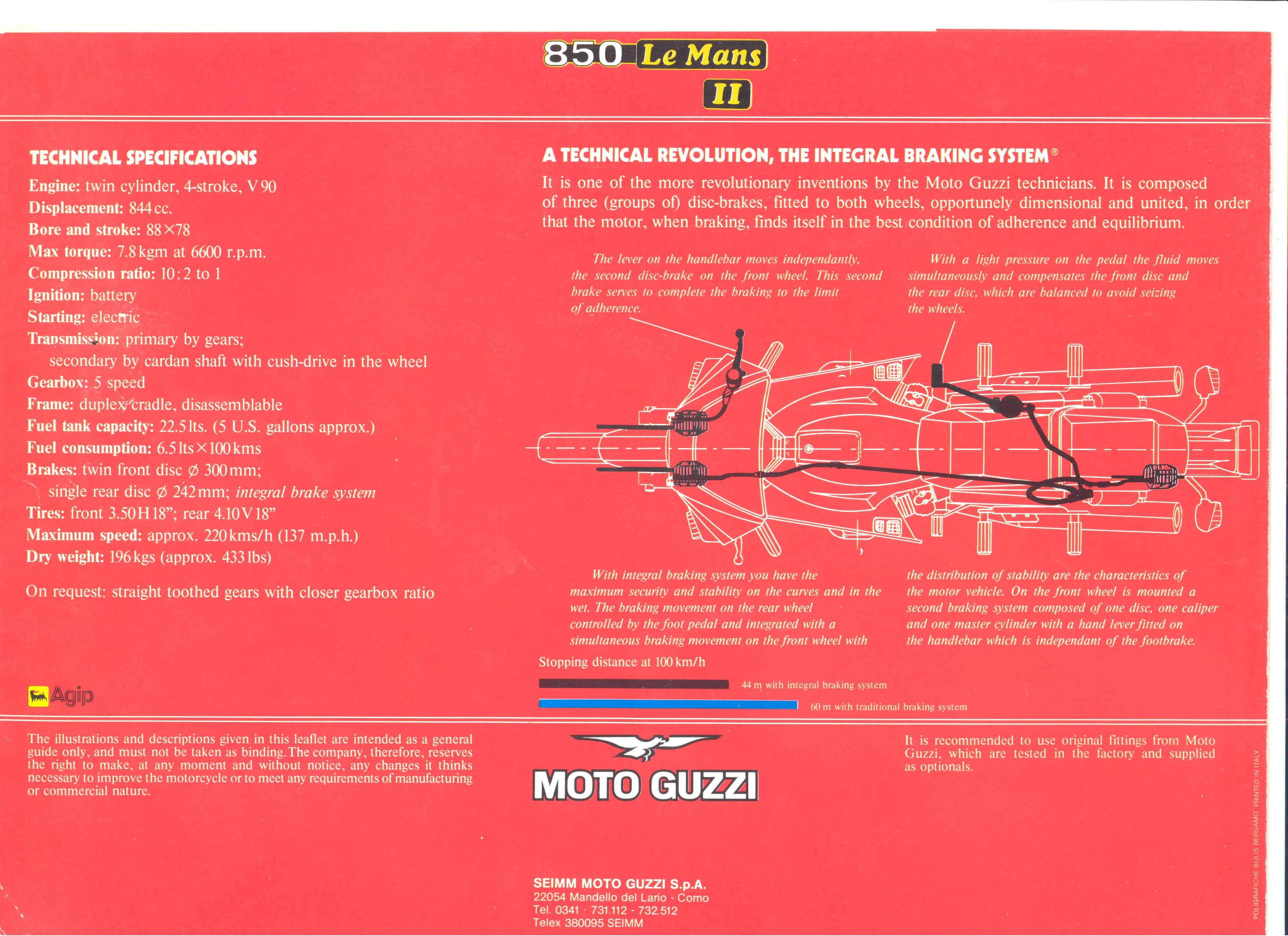 Moto Guzzi factory brochure: 850 Le Mans II