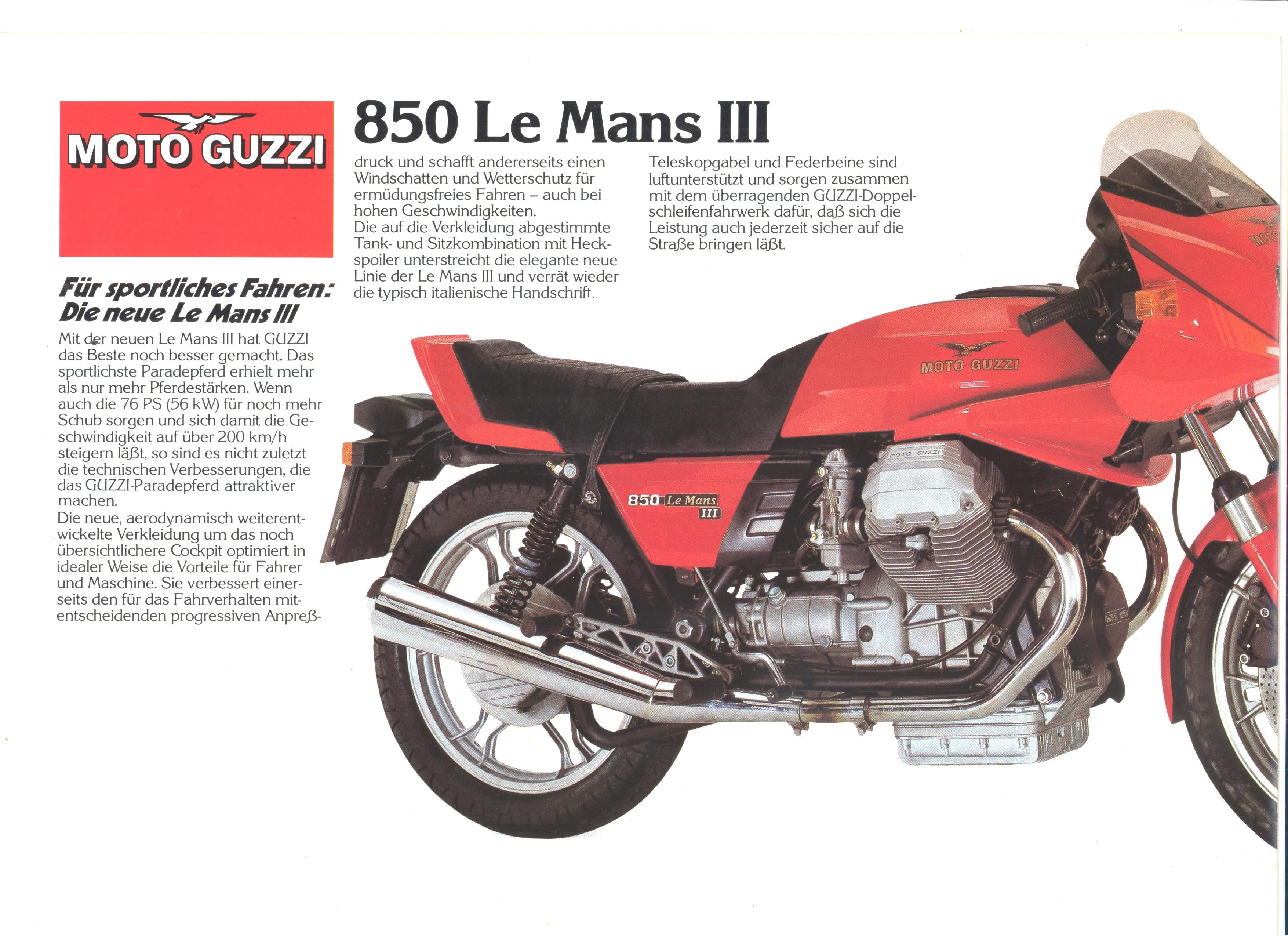 Moto Guzzi factory brochure: 850 Le Mans III