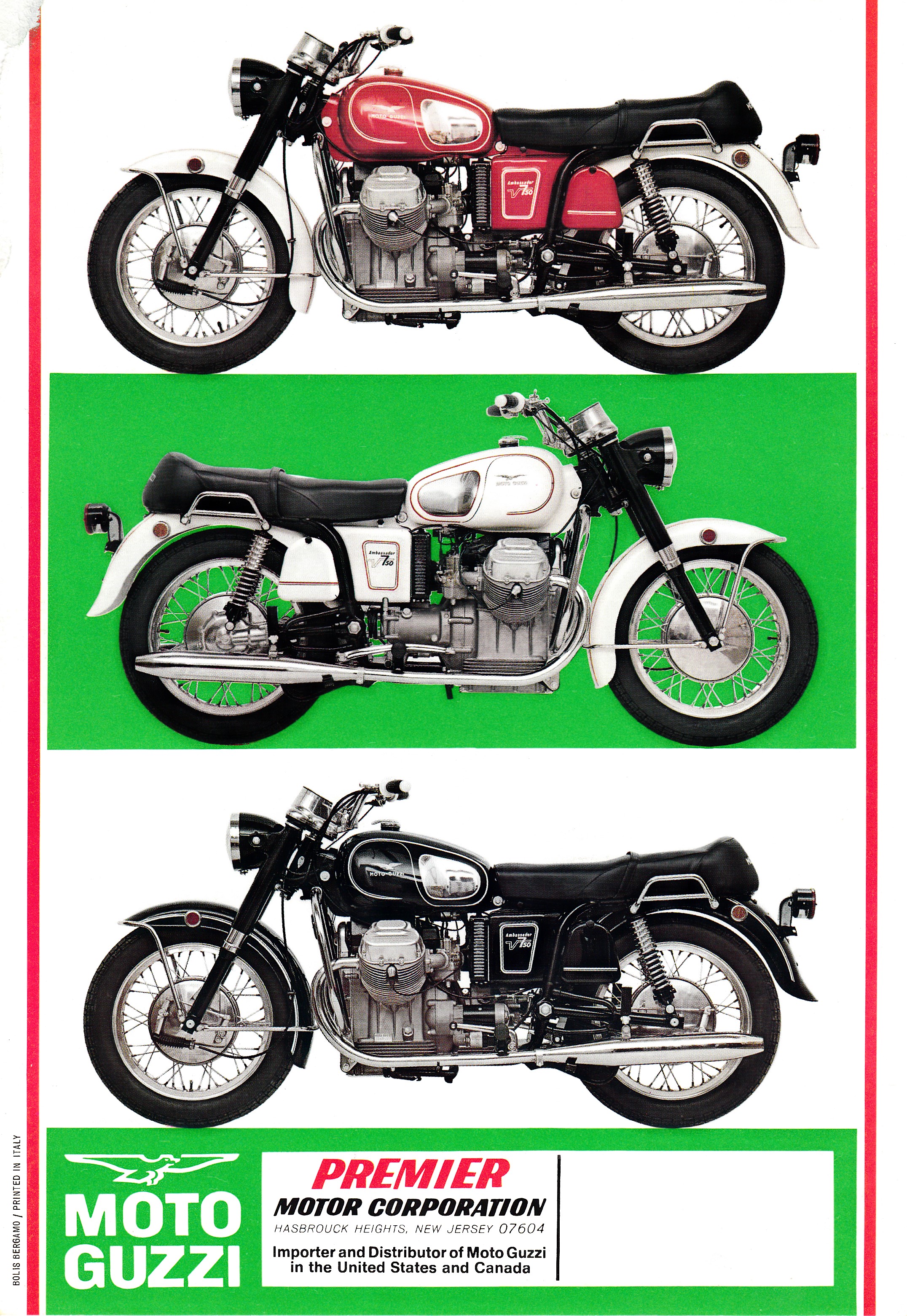 Moto Guzzi Ambassador Factory Brochure, Page 2 of 2.