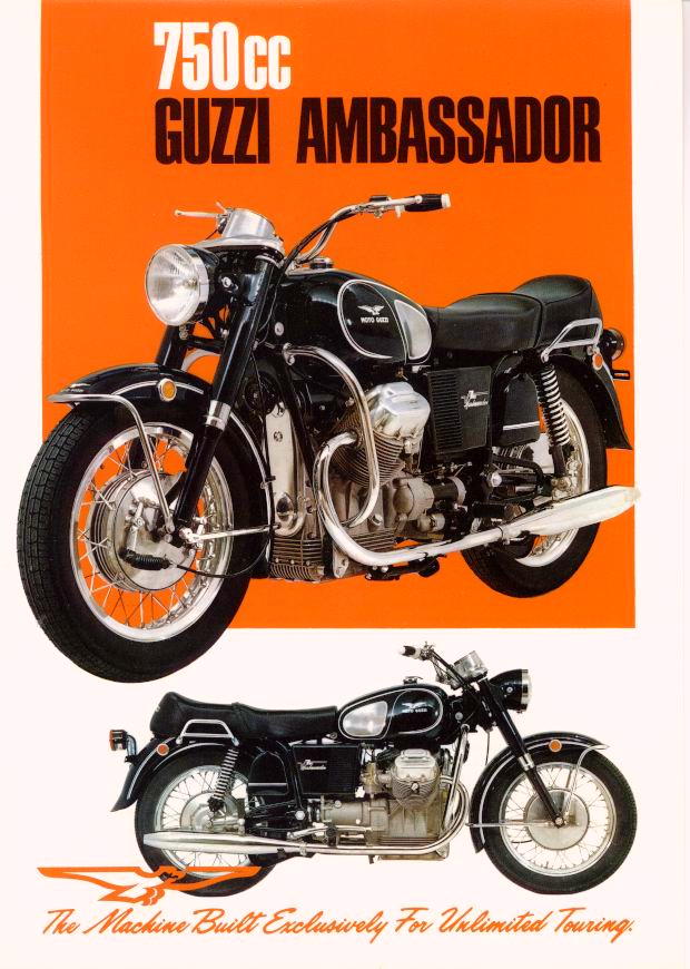 Moto Guzzi Ambassador Factory Brochure, Page 1 of 2.