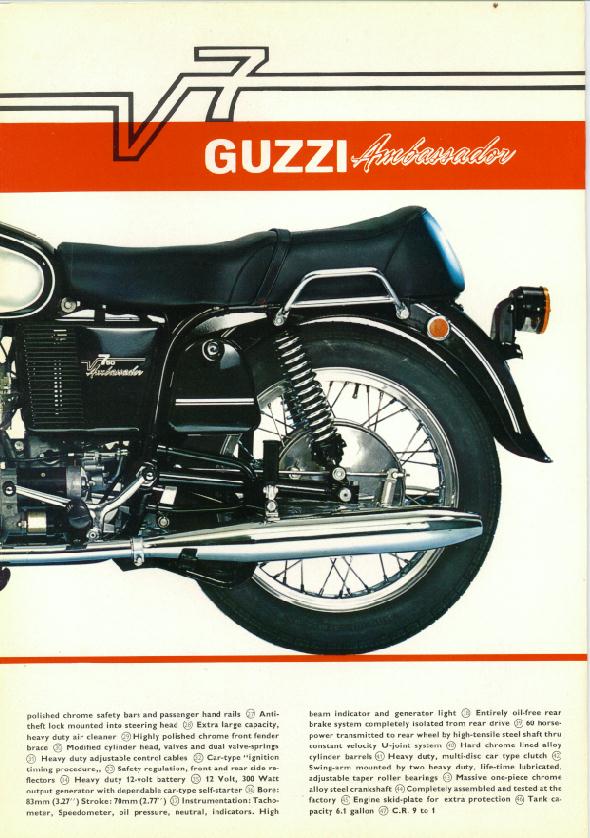 Moto Guzzi Ambassador Factory Brochure, Page 3 of 6.