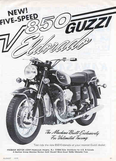 Moto Guzzi Eldorado Factory Brochure, Page 1 of 1.