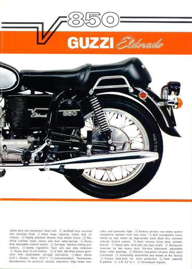 Moto Guzzi Eldorado Factory Brochure, Page 3 of 6.