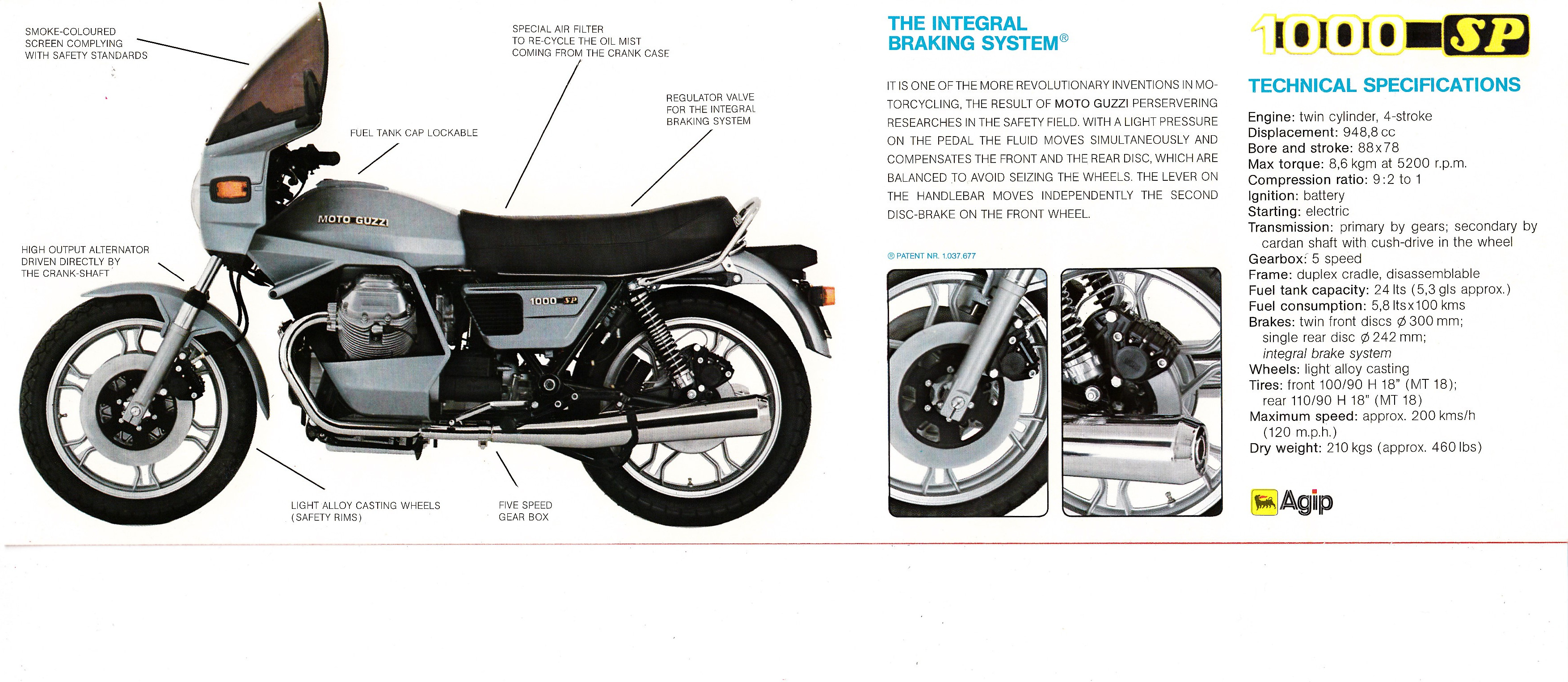 Brochure - Moto Guzzi 1000 SP (blue, folded style brochure)