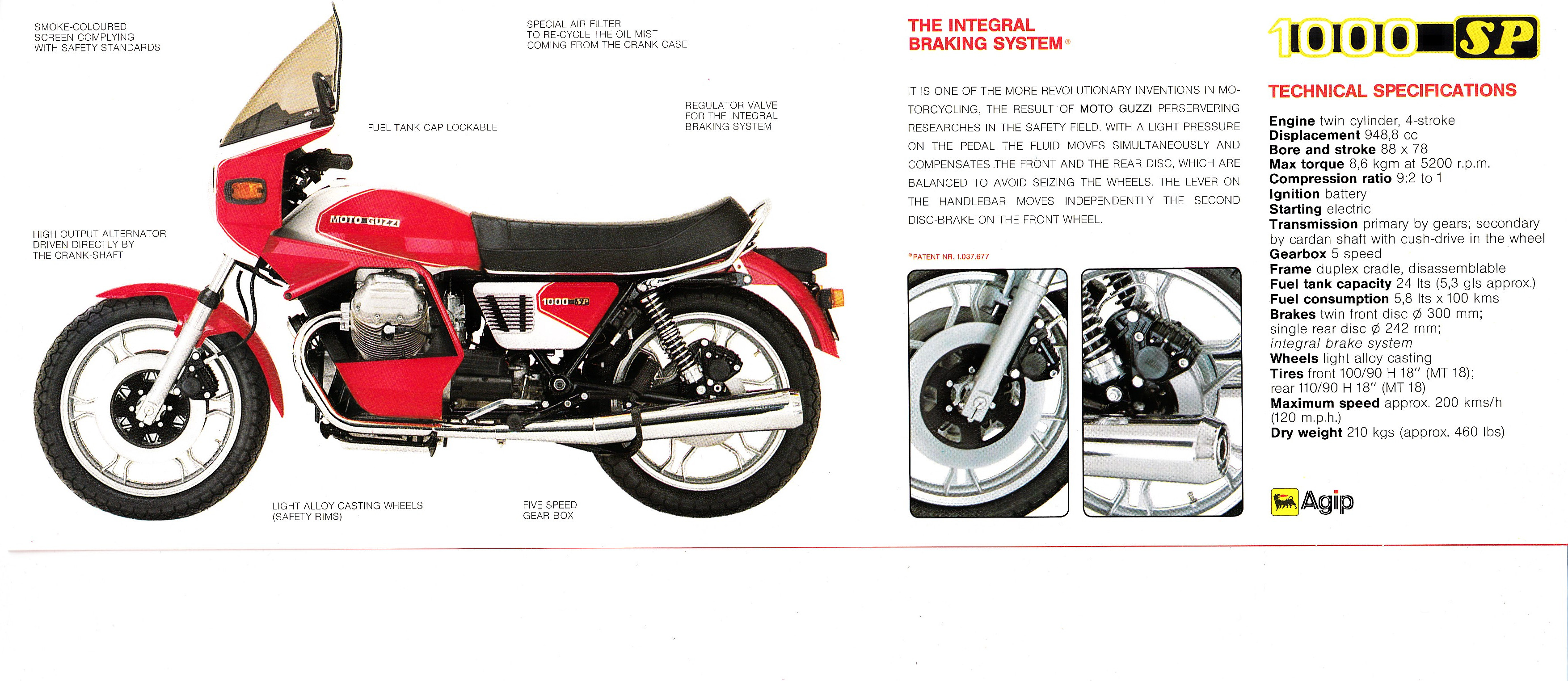 Brochure - Moto Guzzi 1000 SP (red, folded style brochure)