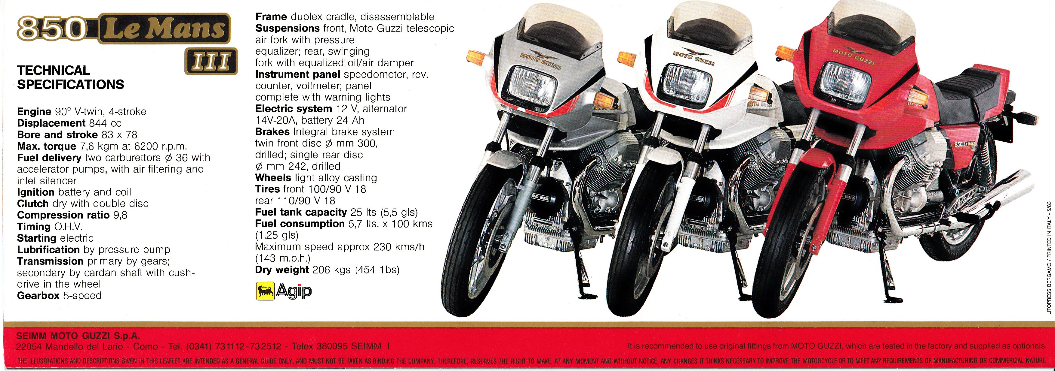 Brochure - Moto Guzzi 850 Le Mans III (folded style brochure)