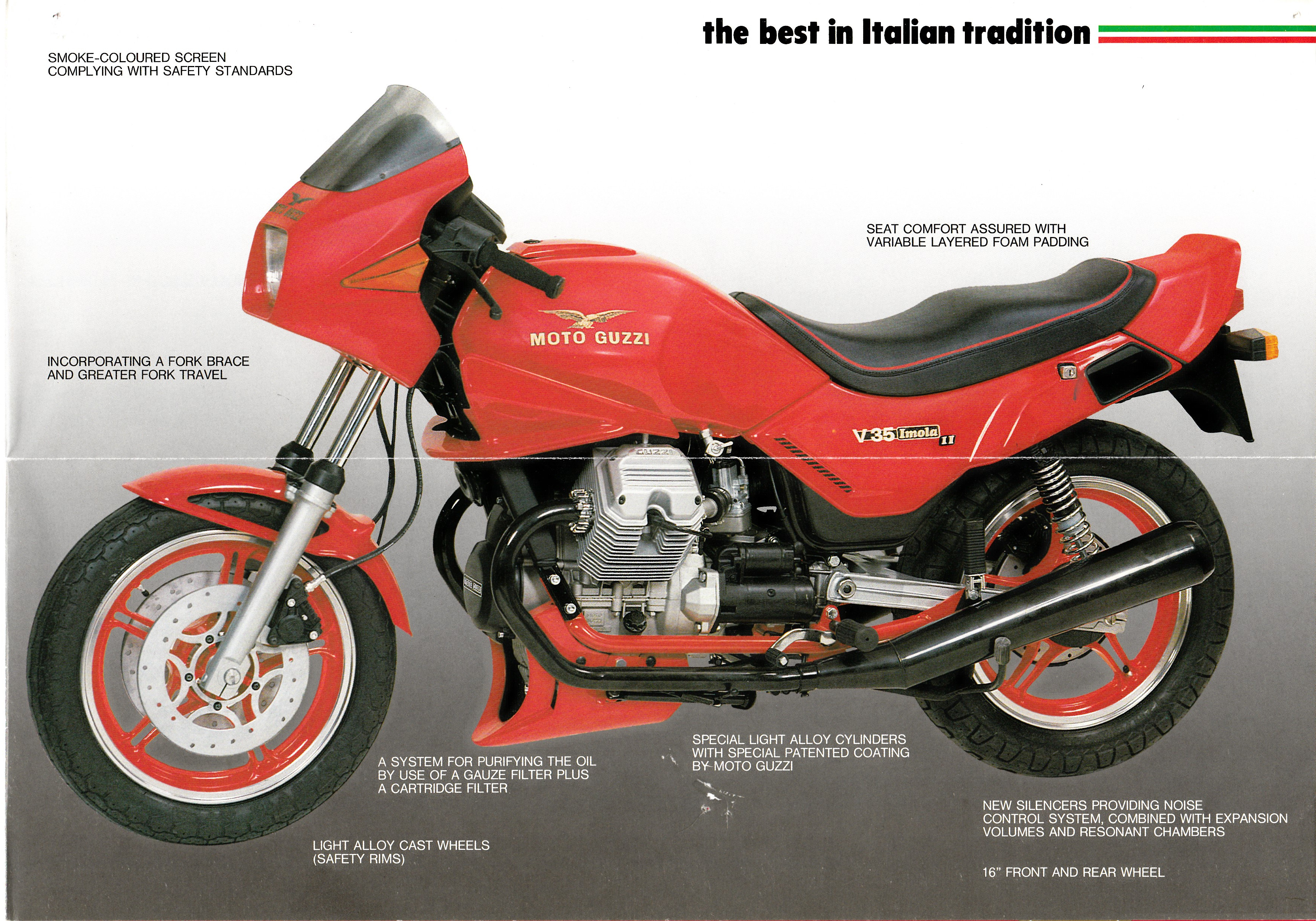 Brochure - Moto Guzzi V35 Imola and II V50 Monza II (folded style brochure)