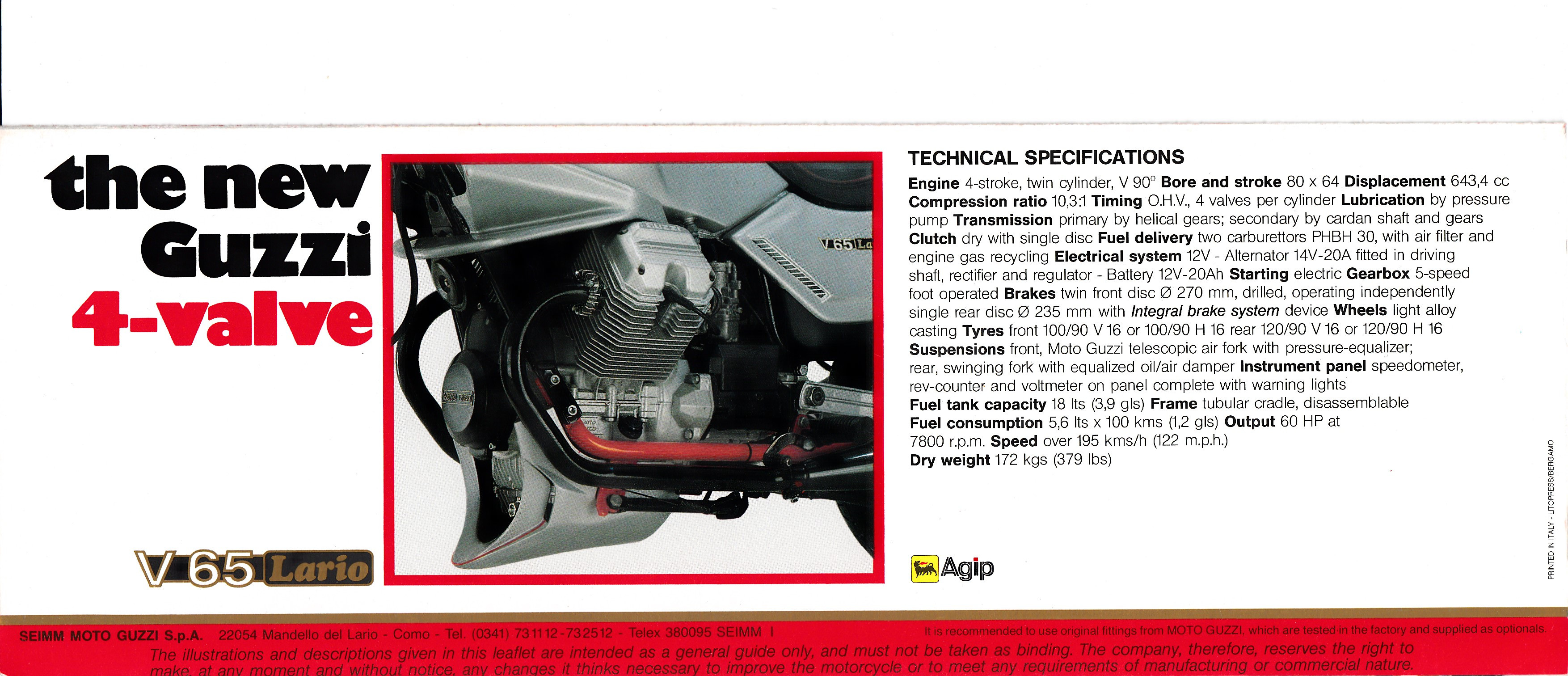 Brochure - Moto Guzzi V65 Lario 4-valve (folded style brochure)